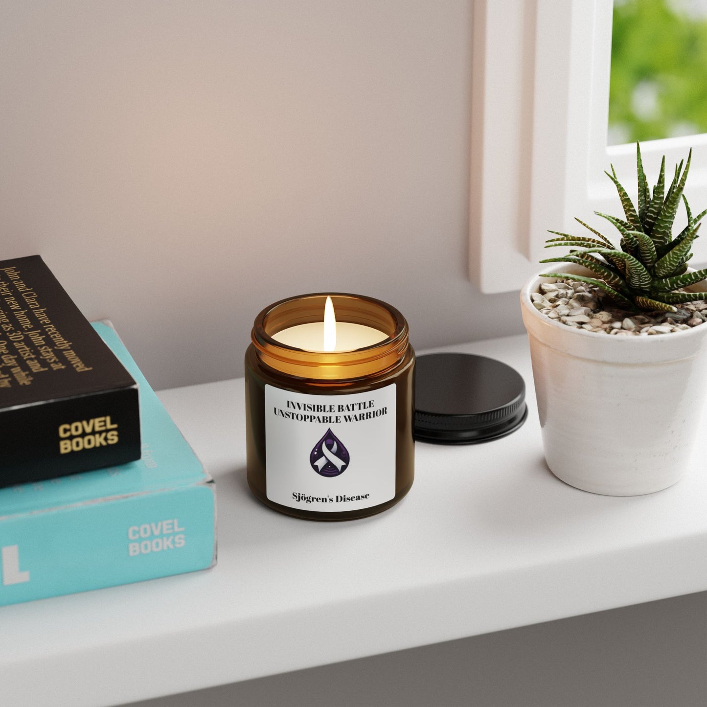 Scented Soy Candle - Invisible Battle Unstoppable Warrior - Sjögren's Disease Awareness