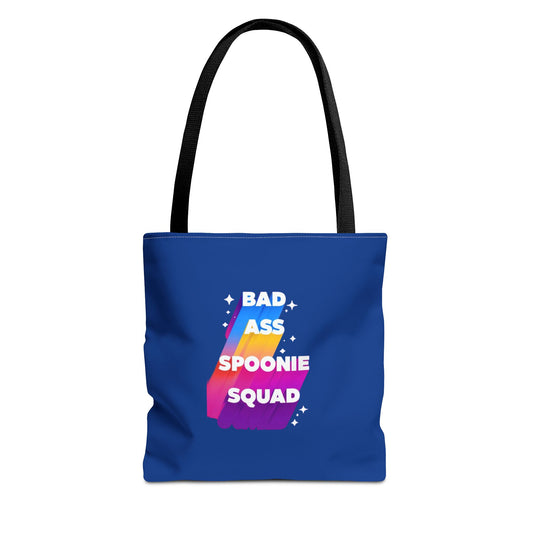 Autoimmune Disease Awareness Tote Bag - "Bad Ass Spoonie Squad" (Dark Blue)