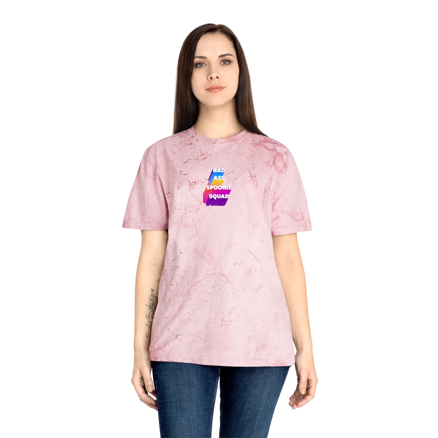Unisex Color Blast T-Shirt - "Bad Ass Spoonie Squad" - Sjögren's Disease Awareness