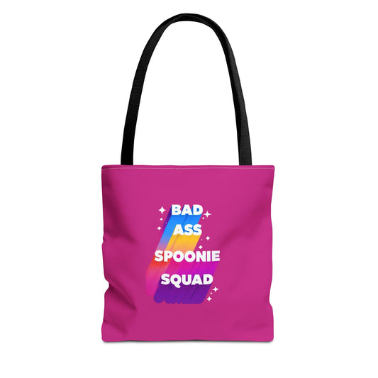 Autoimmune Disease Awareness Tote Bag - "Big Ass Spoonie Squad" (Pink)