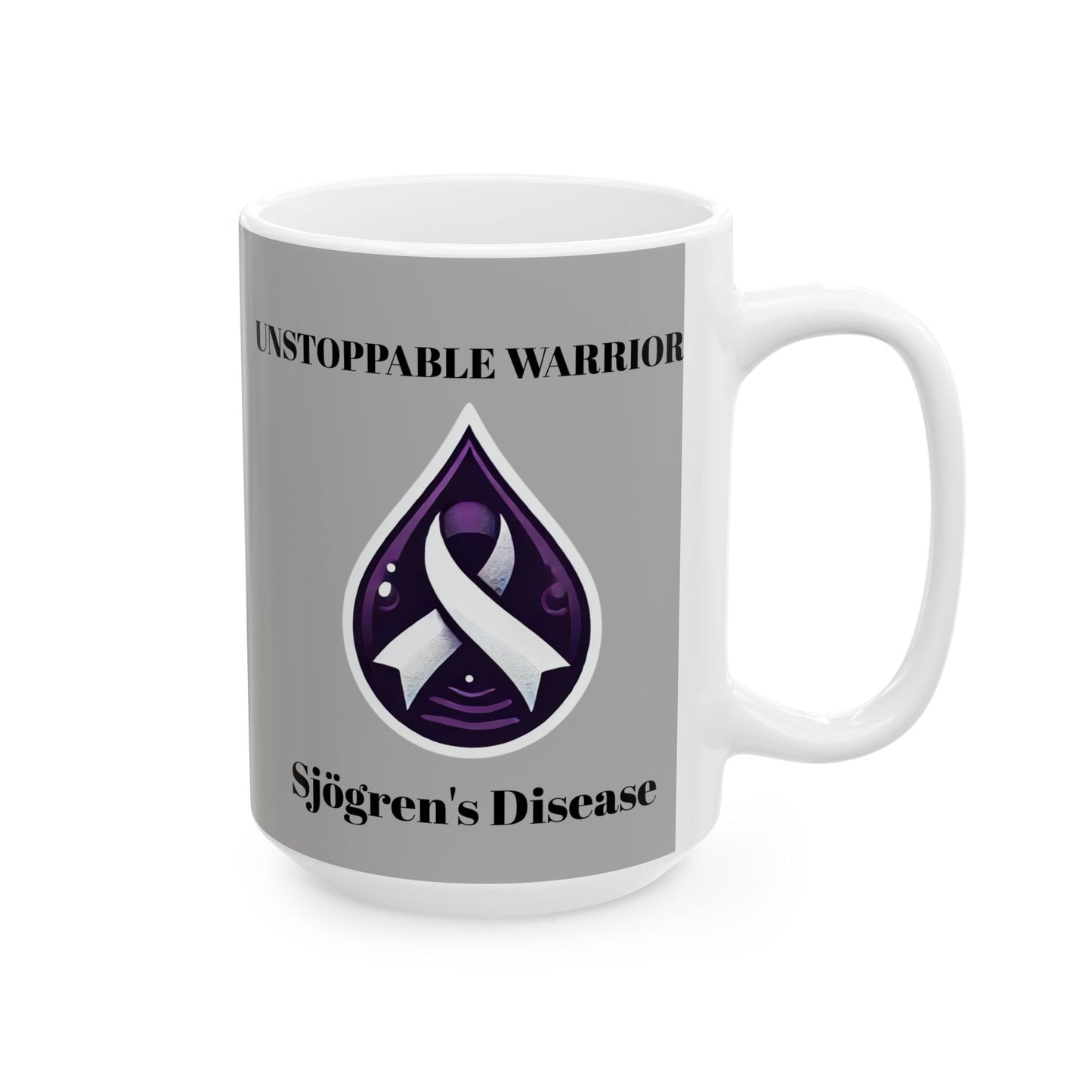 Inspirational Ceramic Mug - Unstoppable Warrior Design (11oz & 15oz) (Light Gray)