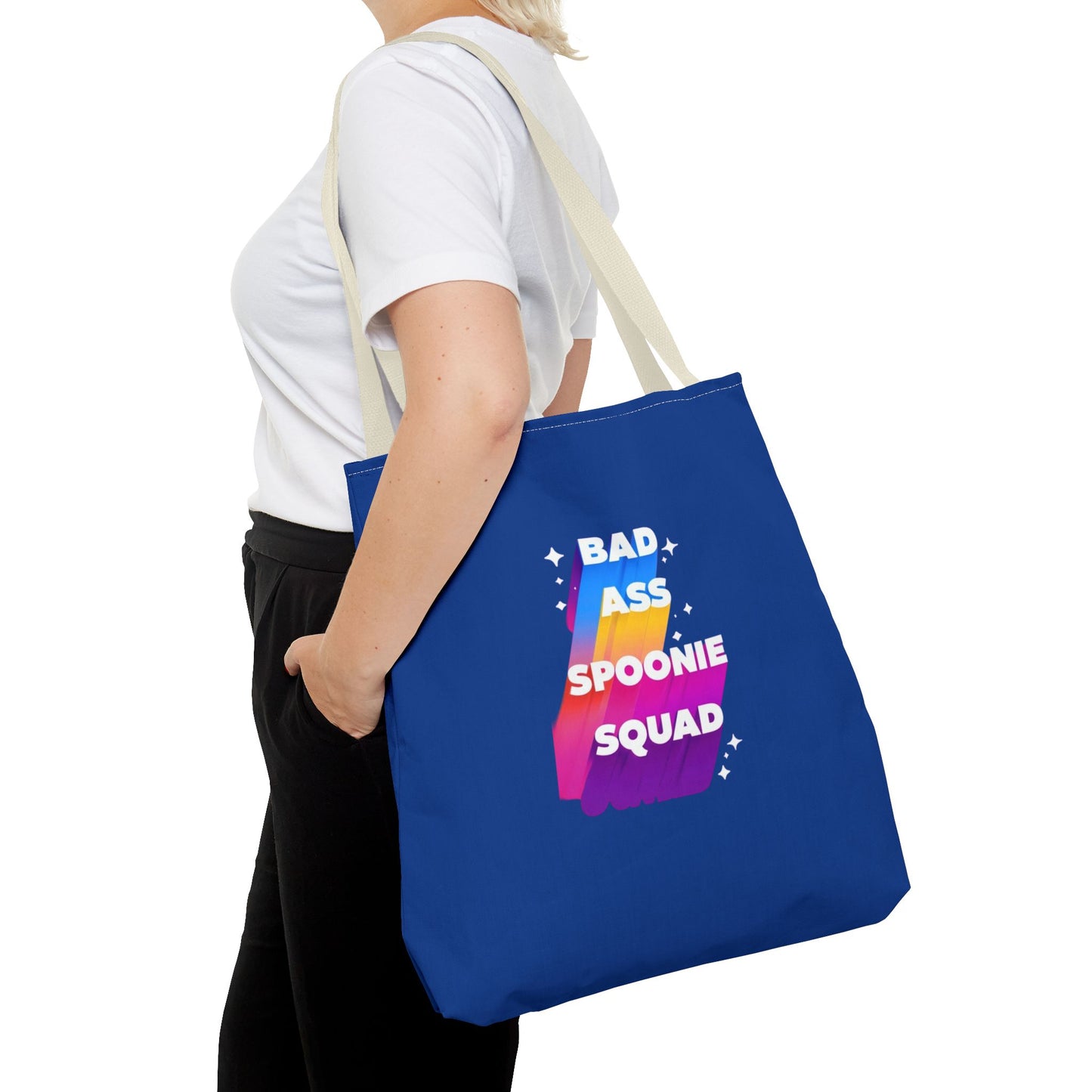 Autoimmune Disease Awareness Tote Bag - "Bad Ass Spoonie Squad" (Dark Blue)