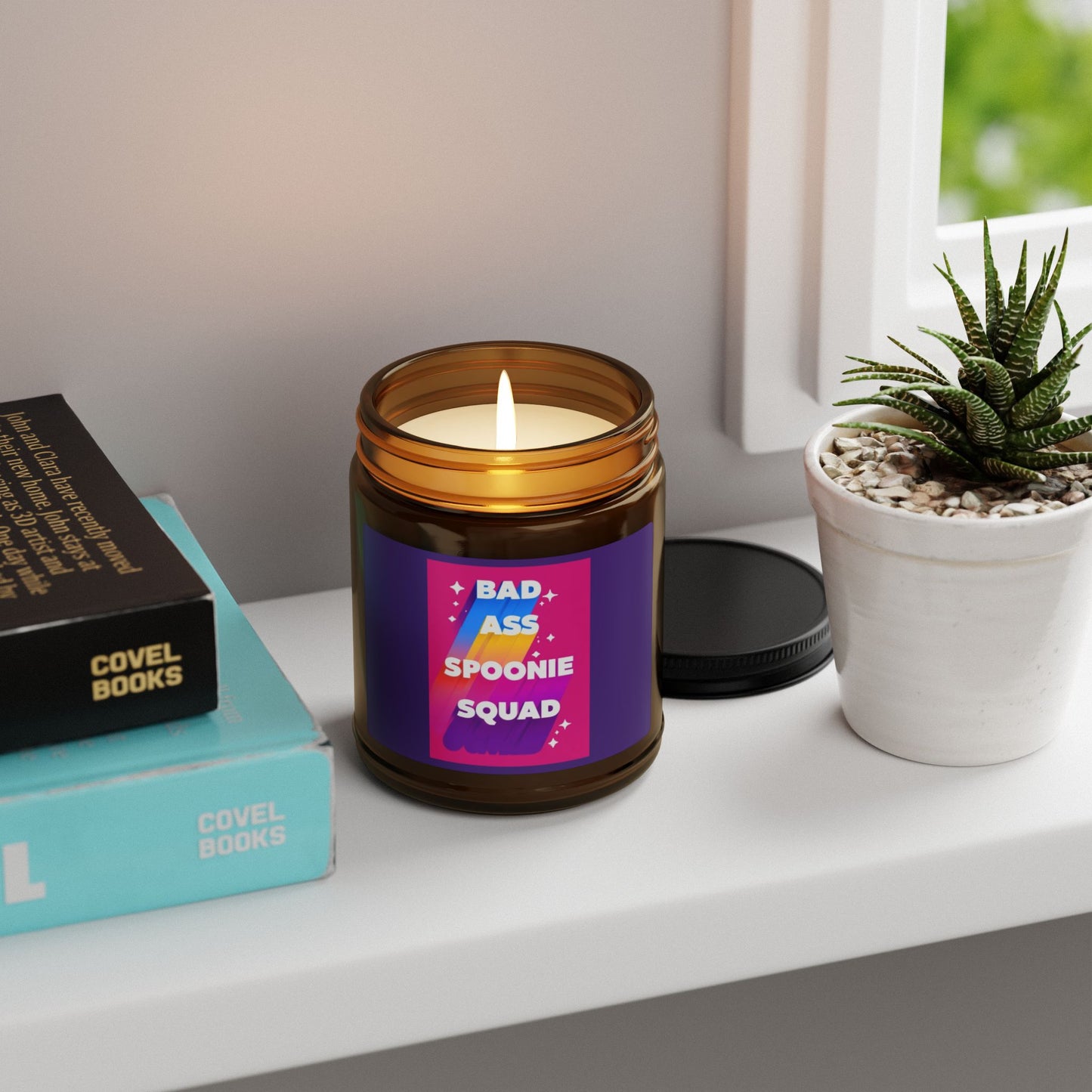 Sjögren's Disease ""Bad Ass Spoonie Squad"" |Scented Soy Candle - Amber Jar | Relaxing Aromatherapy