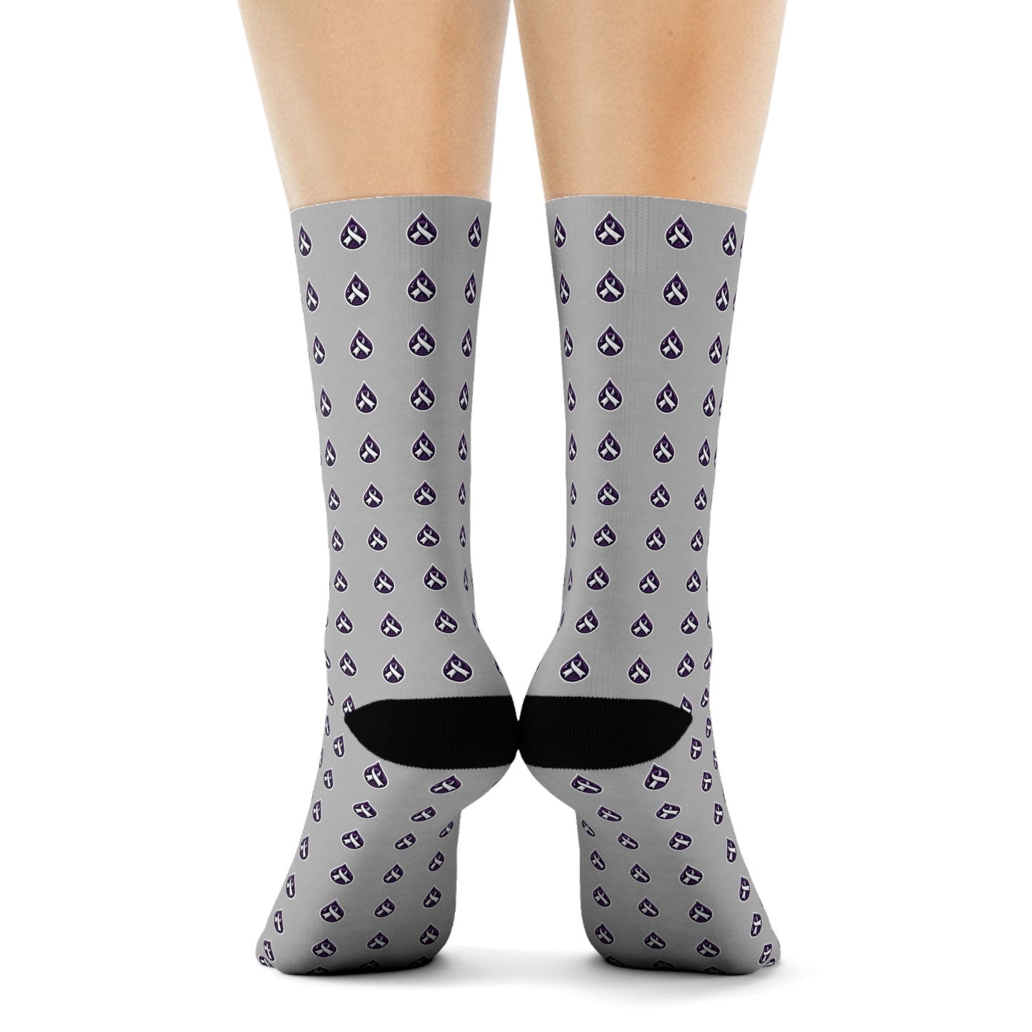 Sjögren's Disease Teardrop Pattern Crew Socks (Light Gray)