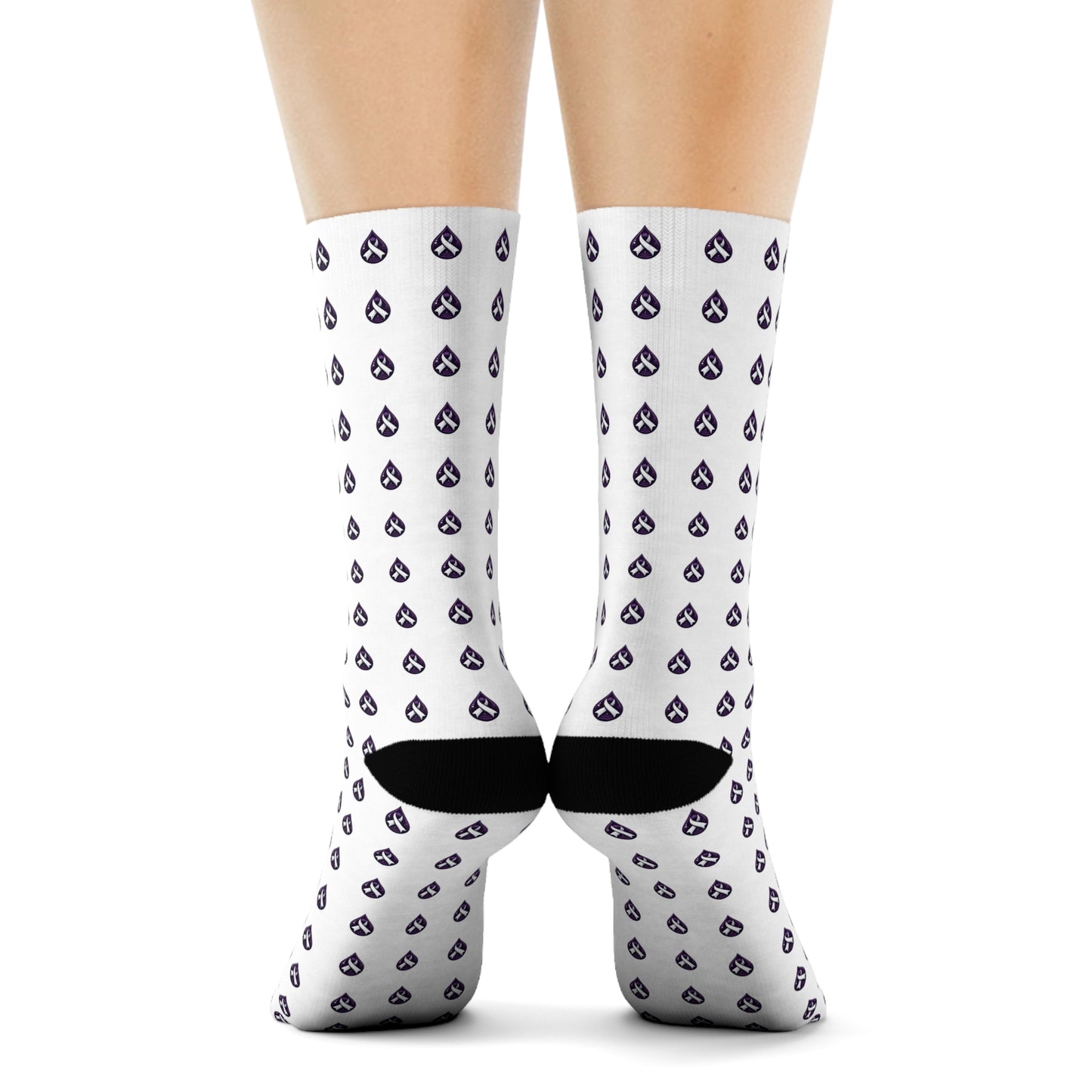 Sjögren's Disease Teardrop Pattern Crew Socks (White)