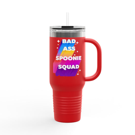 Autoimmune Disease Awareness Insulated Travel Mug – "Bad Ass Spoonie Squad", 40oz
