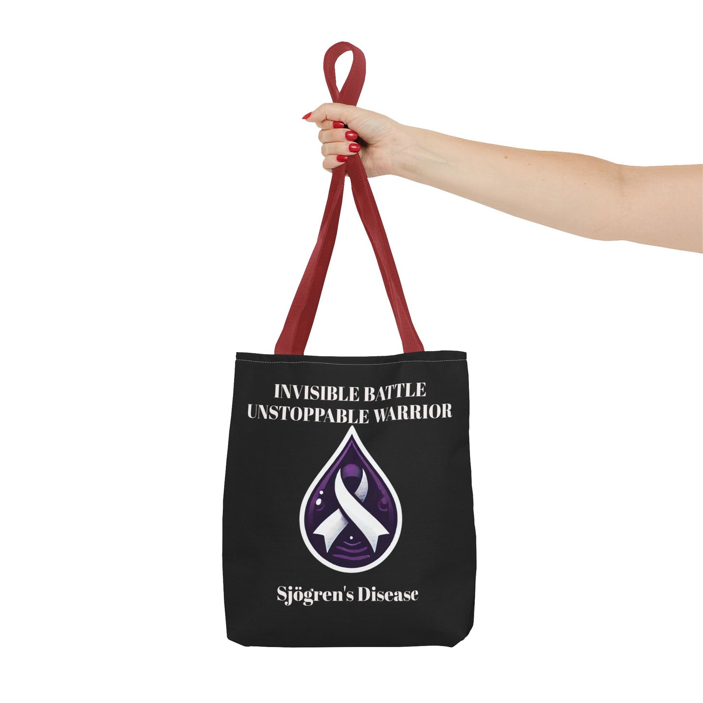 Invisible Battle Unstoppable Warrior Tote Bag - Sjögren's Disease Awareness (Black)