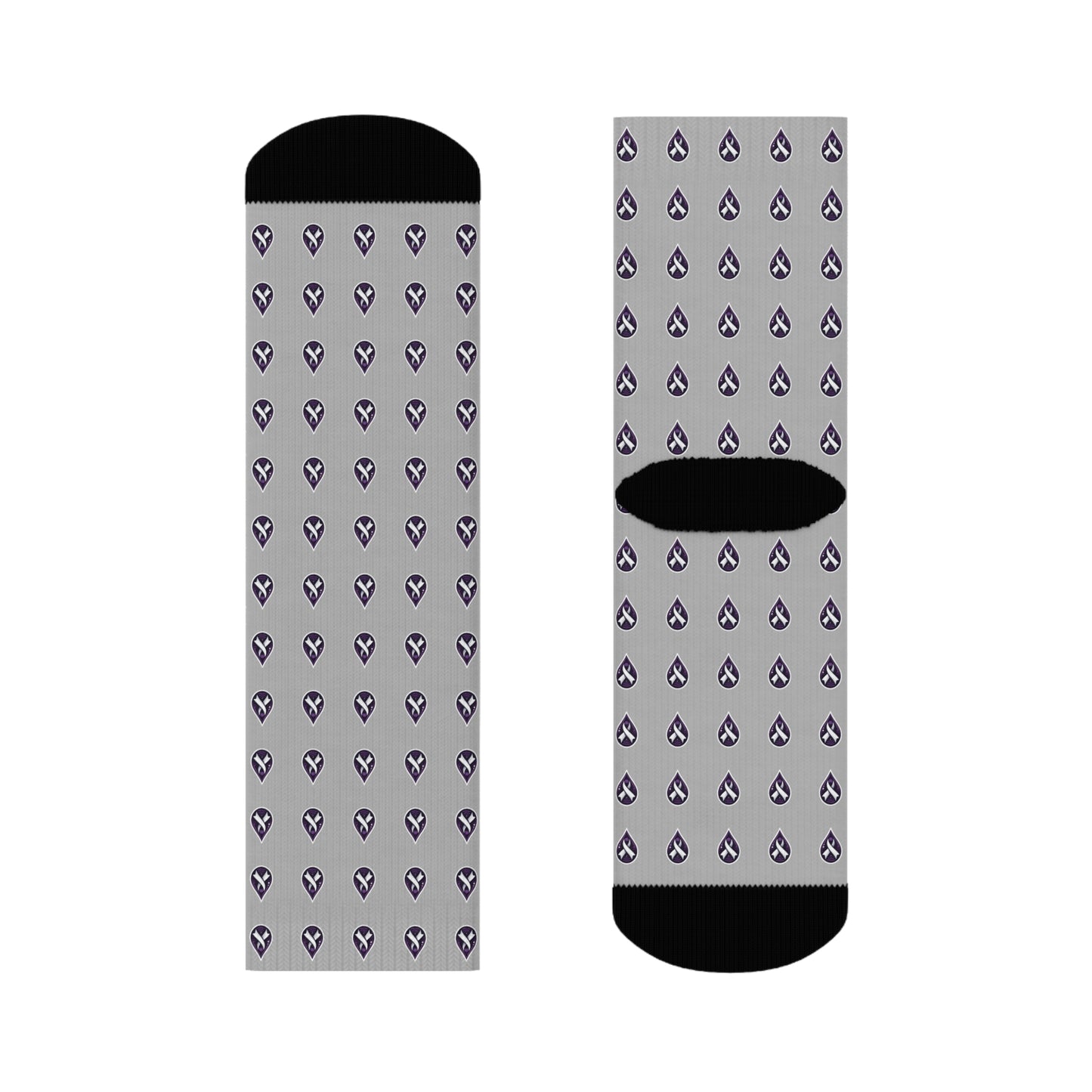 Sjögren's Disease Teardrop Pattern Crew Socks (Light Gray)