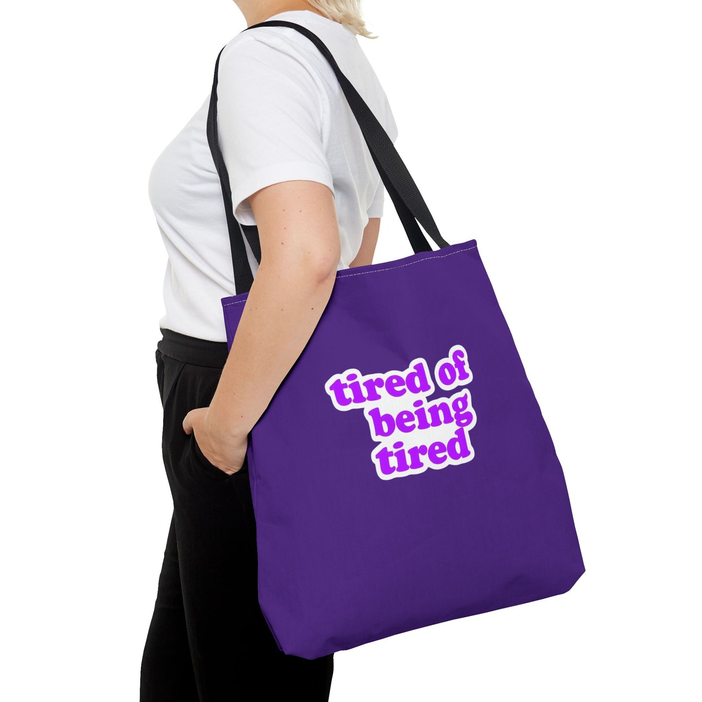 Autoimmune Disease Awareness Tote Bag - "tired of being tired" (Purple)