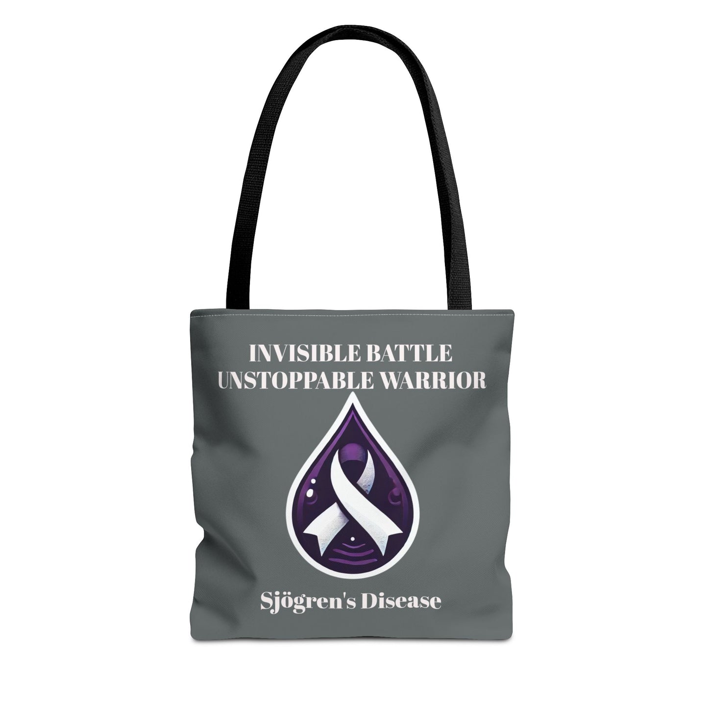 Invisible Battle Unstoppable Warrior Tote Bag - Sjögren's Disease Awareness (Dark Gray)