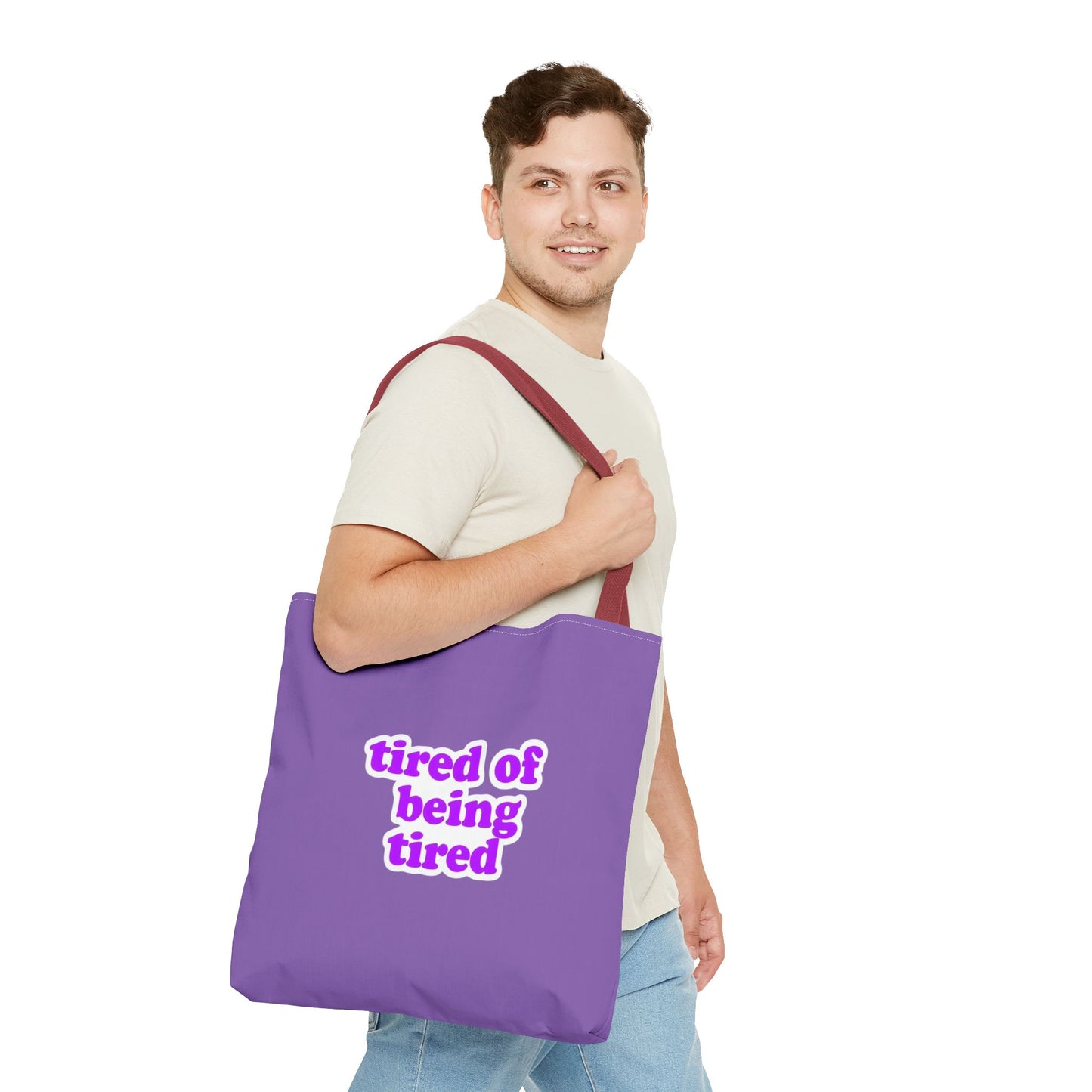 Autoimmune Disease Awareness Tote Bag - "tired of being tired" (Purple)