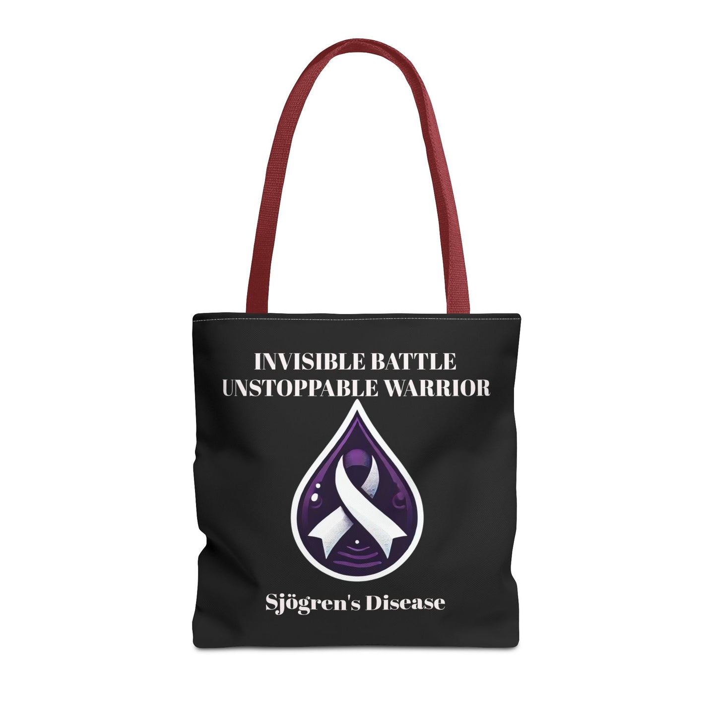 Invisible Battle Unstoppable Warrior Tote Bag - Sjögren's Disease Awareness (Black)