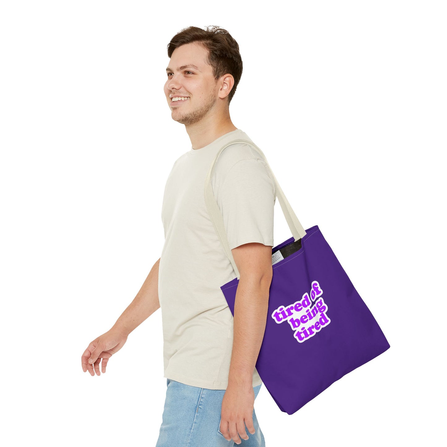 Autoimmune Disease Awareness Tote Bag - "tired of being tired" (Purple)