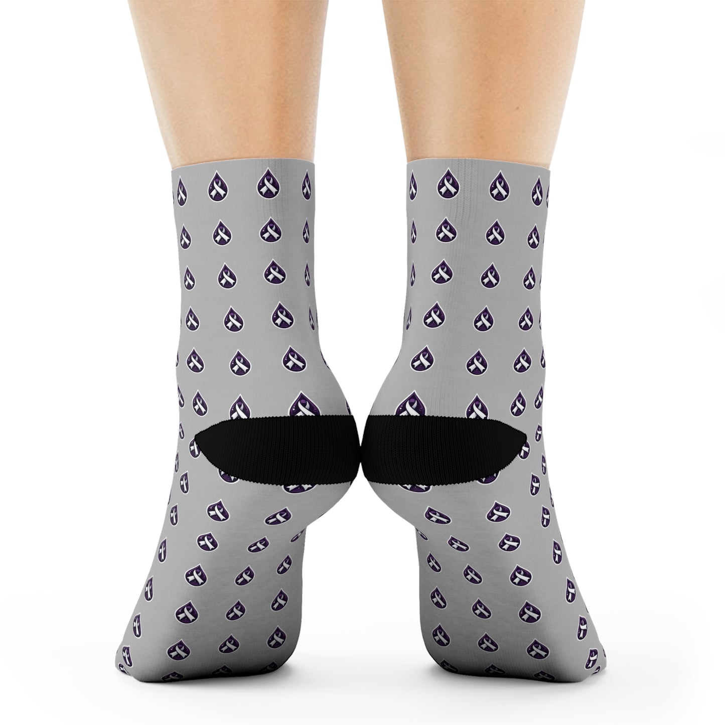 Sjögren's Disease Teardrop Pattern Crew Socks (Light Gray)