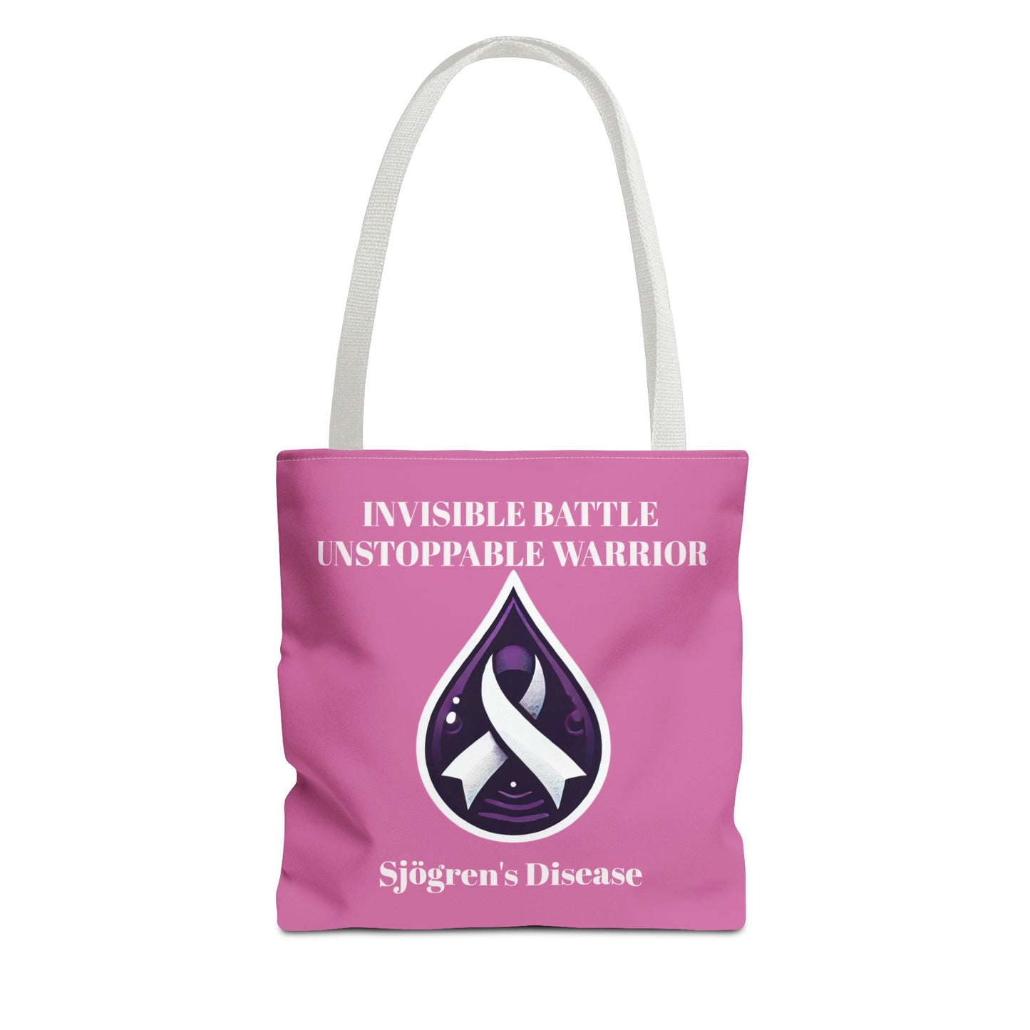Invisible Battle Unstoppable Warrior Tote Bag - Sjögren's Disease Awareness (Light Pink)