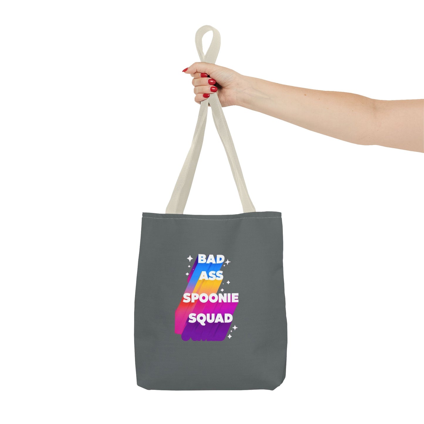 Autoimmune Disease Awareness Tote Bag - "Bad Ass Spoonie Squad" (Dark Grey)