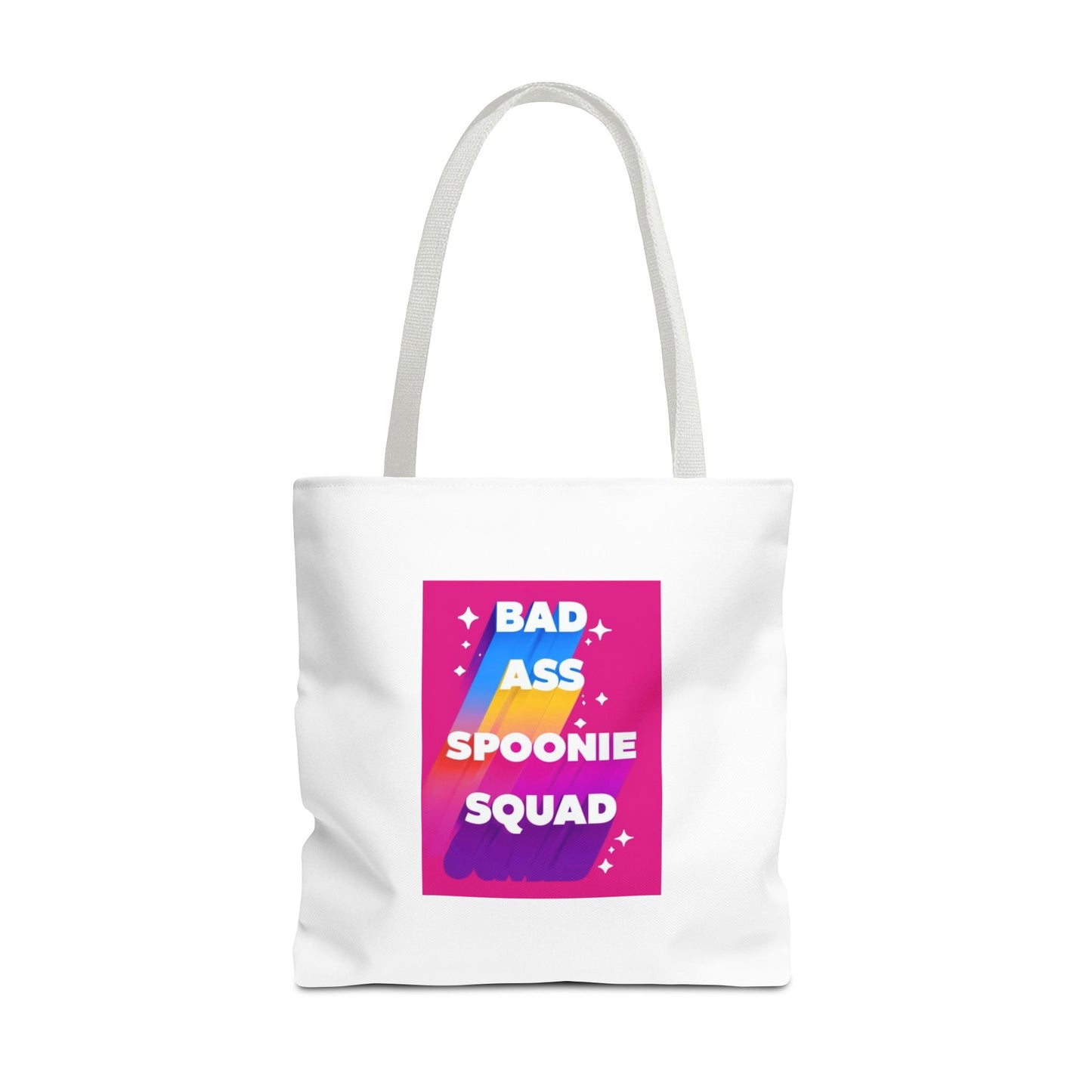 Autoimmune Disease Awareness Tote Bag - "Bad Ass Spoonie Squad" (White)