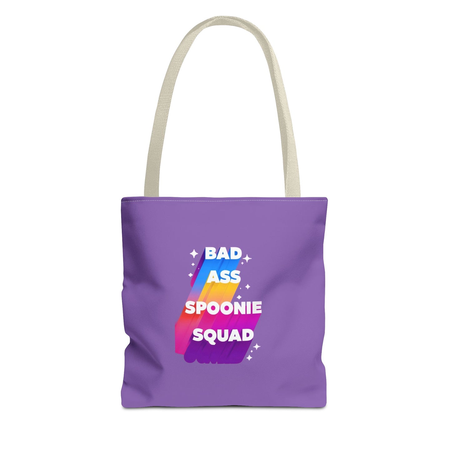 Autoimmune Disease Awareness Tote Bag - "Bad Ass Spoonie Squad" (Light Purple)