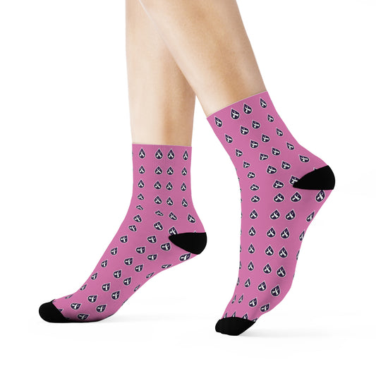 Sjögren's Disease Teardrop Pattern Crew Socks (Pink)