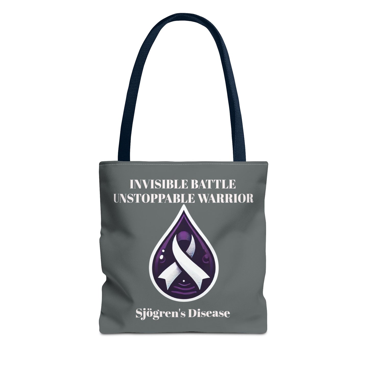 Invisible Battle Unstoppable Warrior Tote Bag - Sjögren's Disease Awareness (Dark Gray)