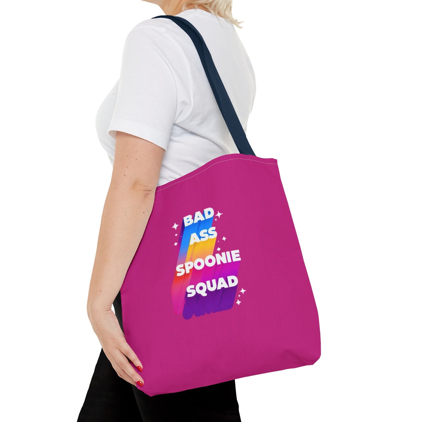 Autoimmune Disease Awareness Tote Bag - "Big Ass Spoonie Squad" (Pink)