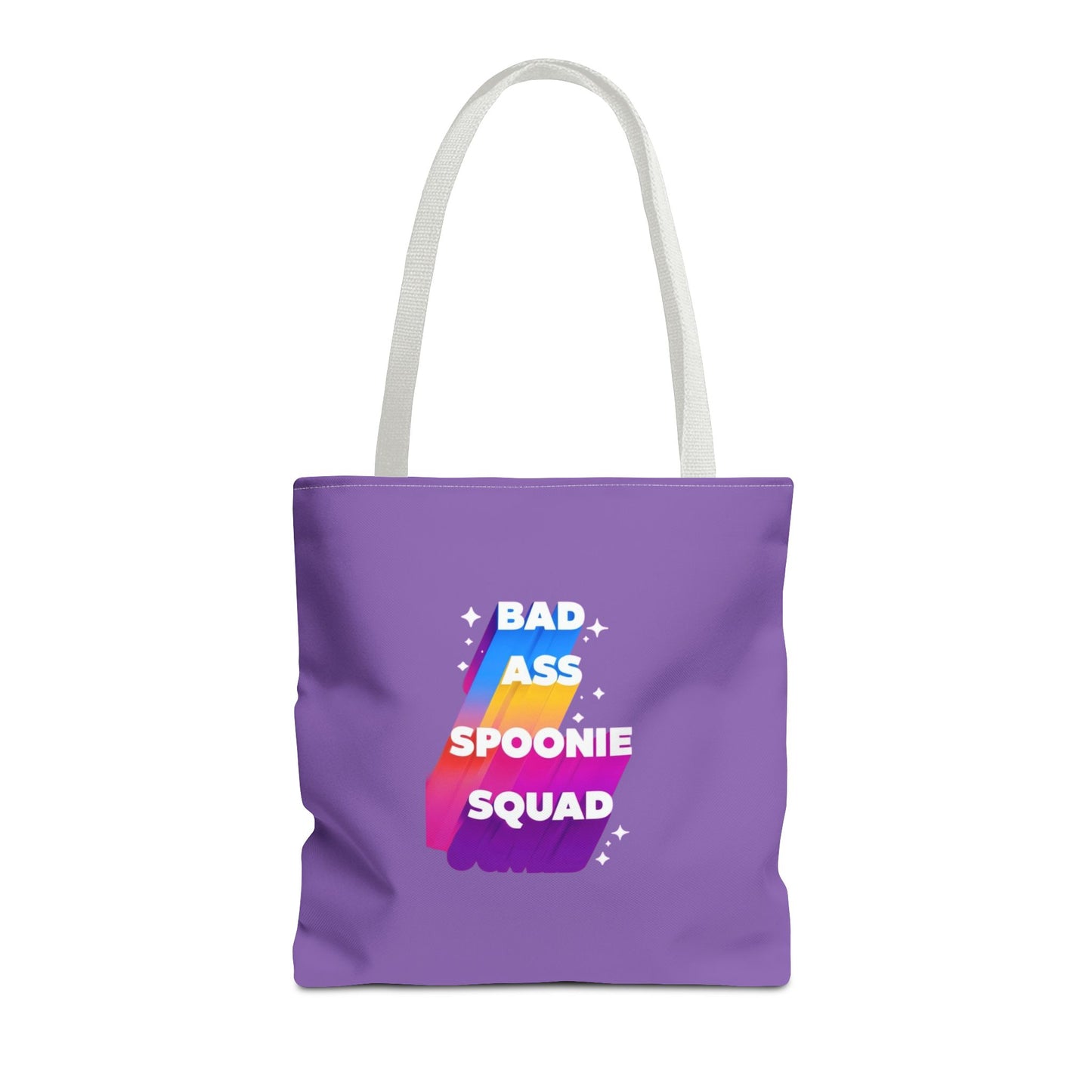 Autoimmune Disease Awareness Tote Bag - "Bad Ass Spoonie Squad" (Light Purple)