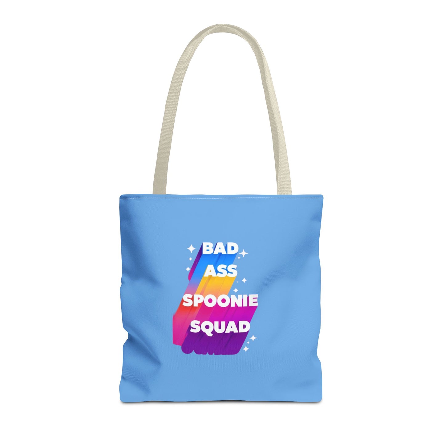 Autoimmune Disease Awareness Tote Bag - "Big Ass Spoonie Squad" (Light Blue)