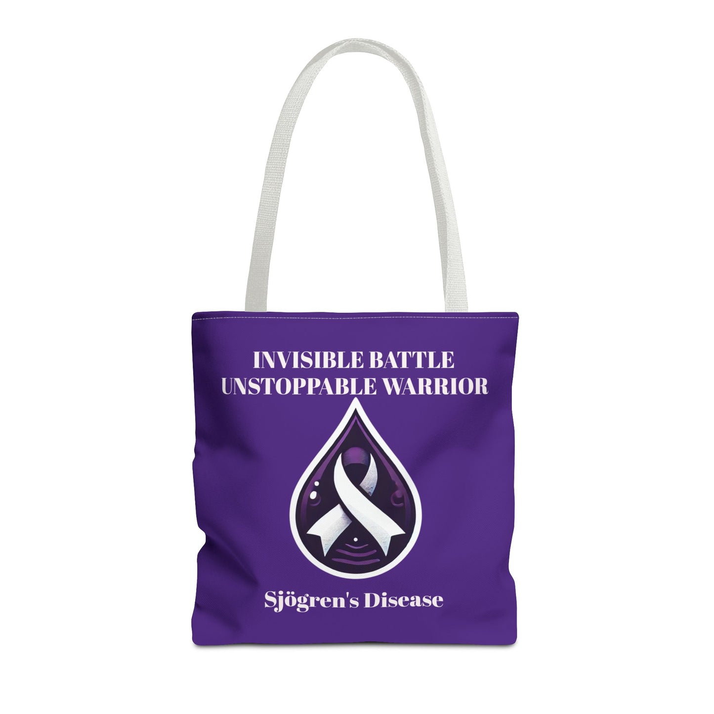 Invisible Battle Unstoppable Warrior Tote Bag - Sjögren's Disease Awareness (Dark Purple)