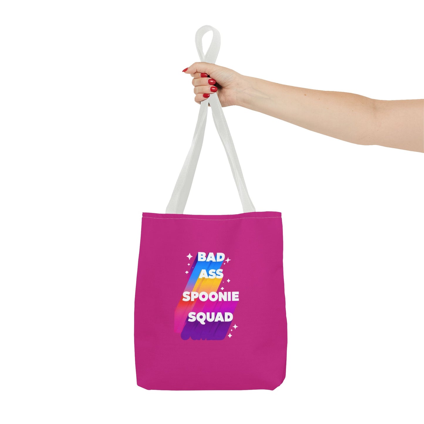 Autoimmune Disease Awareness Tote Bag - "Big Ass Spoonie Squad" (Pink)