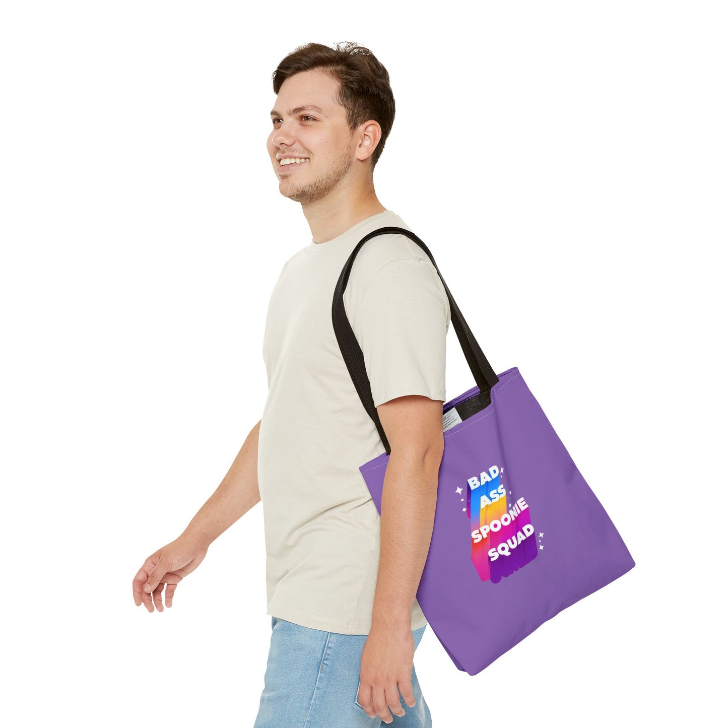 Autoimmune Disease Awareness Tote Bag - "Bad Ass Spoonie Squad" (Light Purple)