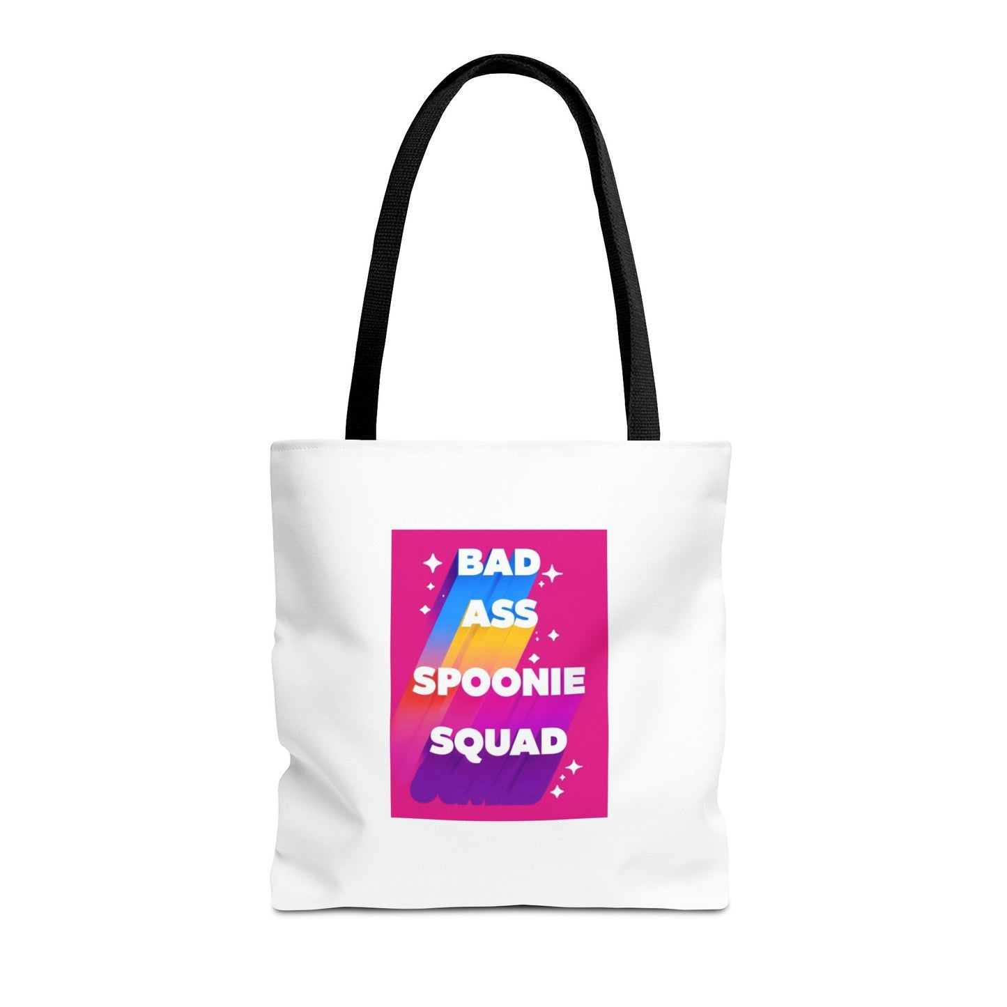 Autoimmune Disease Awareness Tote Bag - "Bad Ass Spoonie Squad" (White)