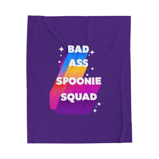 "Bad Ass Spoonie Squad" Plush Blanket - (Purple)