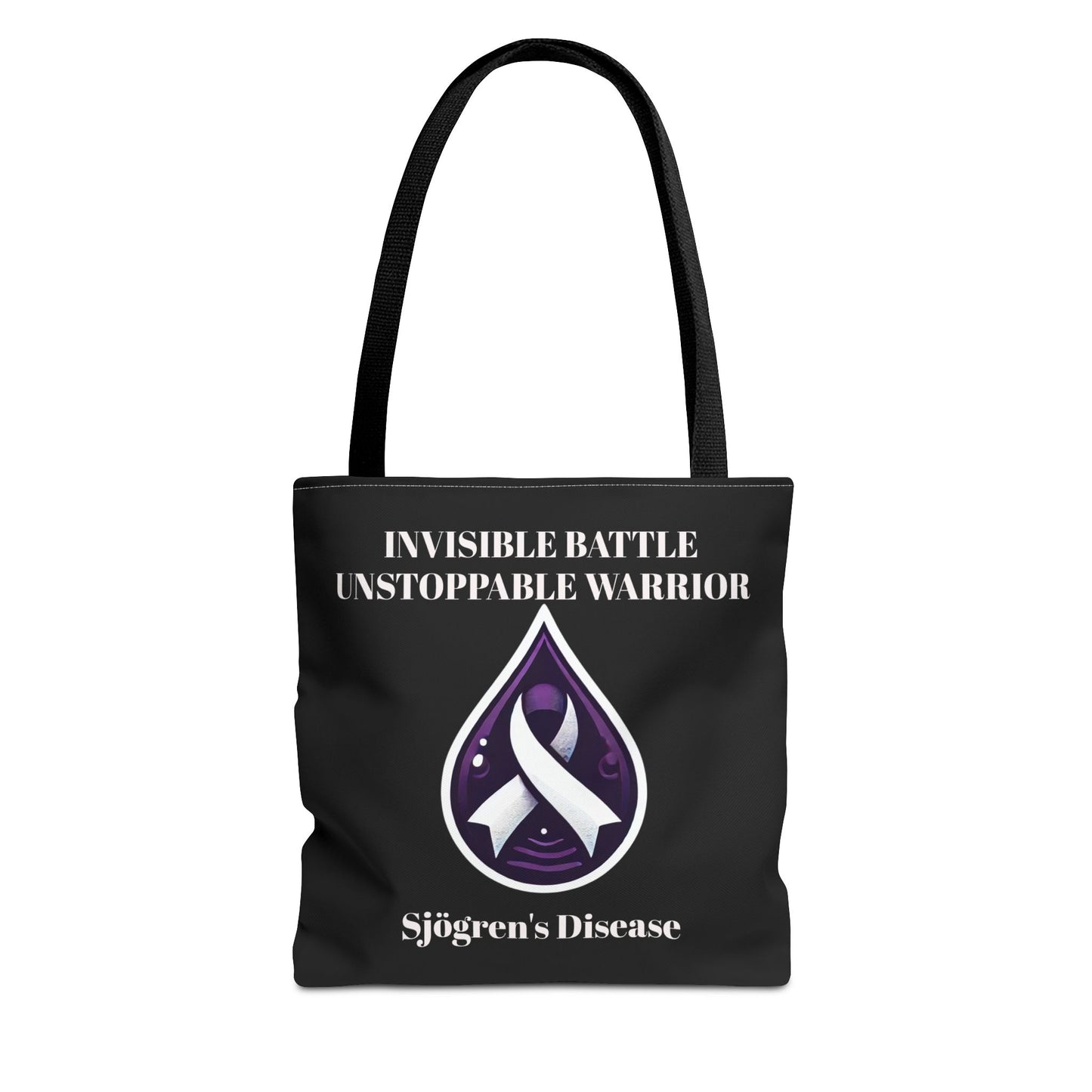 Invisible Battle Unstoppable Warrior Tote Bag - Sjögren's Disease Awareness (Black)