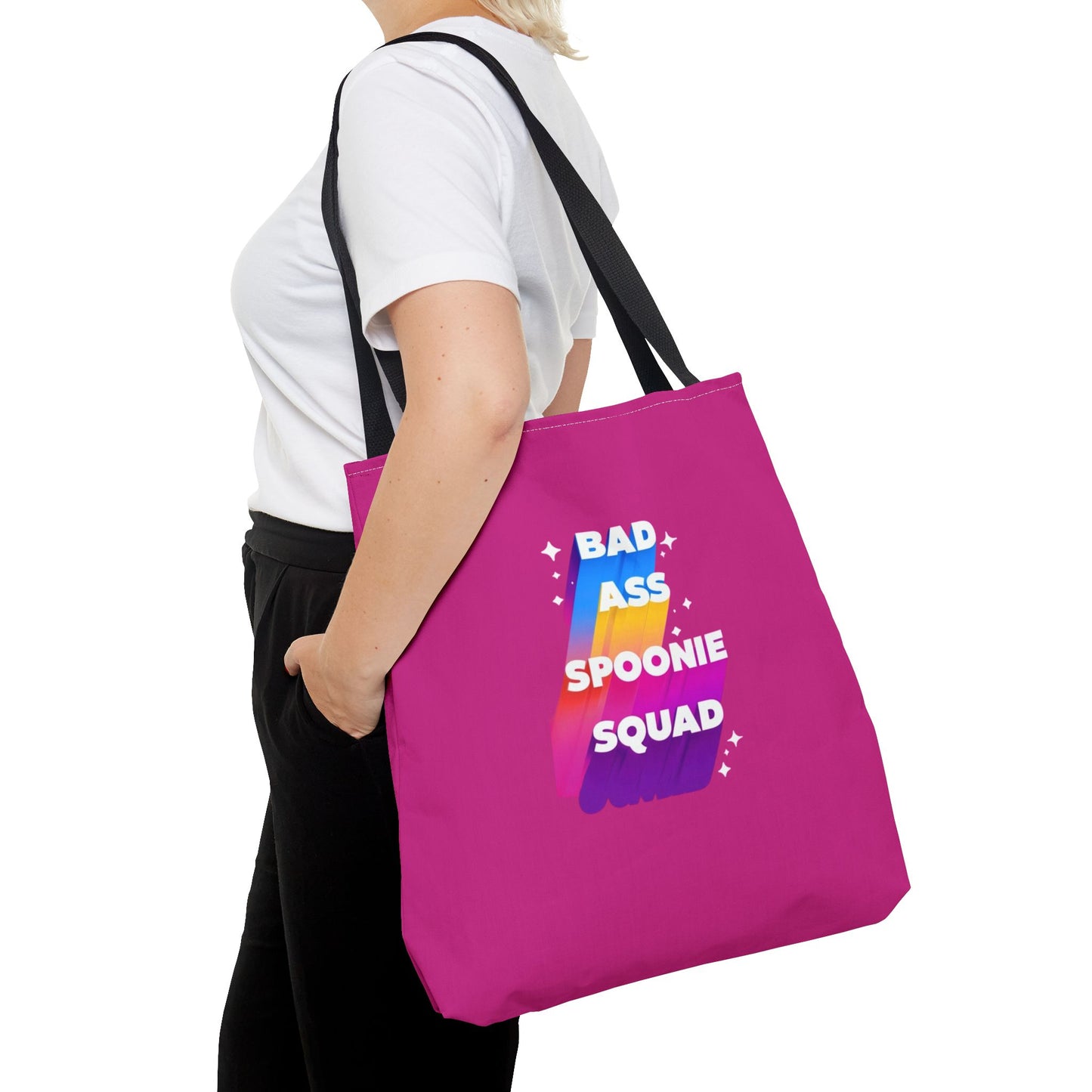 Autoimmune Disease Awareness Tote Bag - "Big Ass Spoonie Squad" (Pink)
