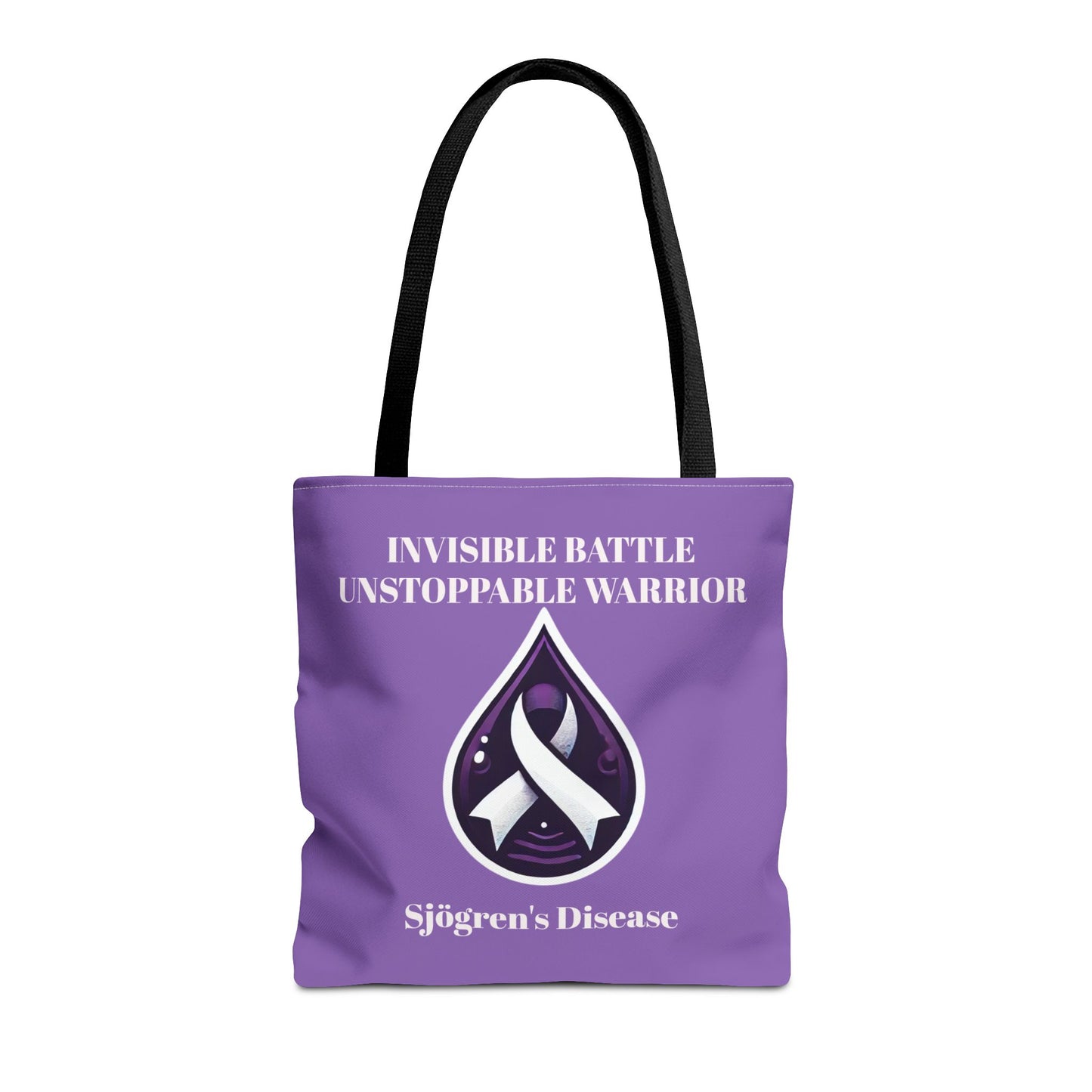Invisible Battle Unstoppable Warrior Tote Bag - Sjögren's Disease Awareness (Purple)