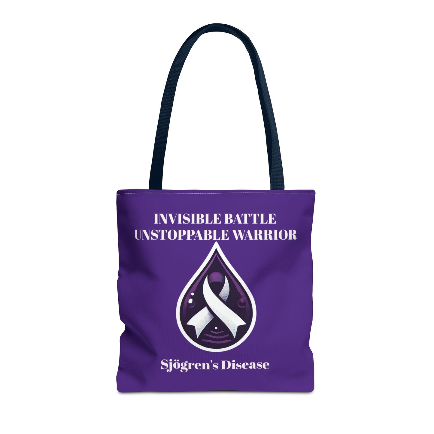 Invisible Battle Unstoppable Warrior Tote Bag - Sjögren's Disease Awareness (Dark Purple)