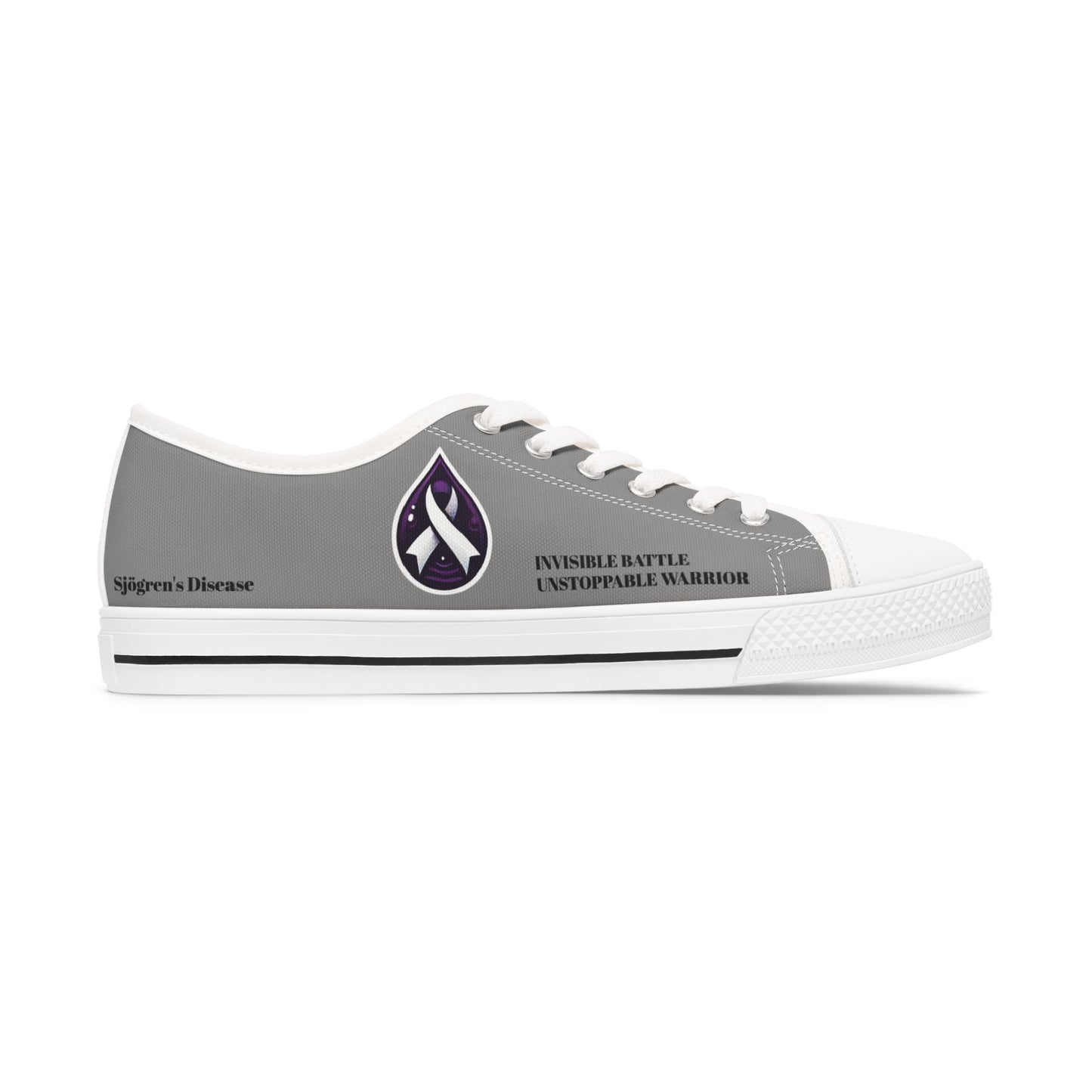 Inspirational Women's Low Top Sneakers - Unstoppable Warrior Design (Gray)