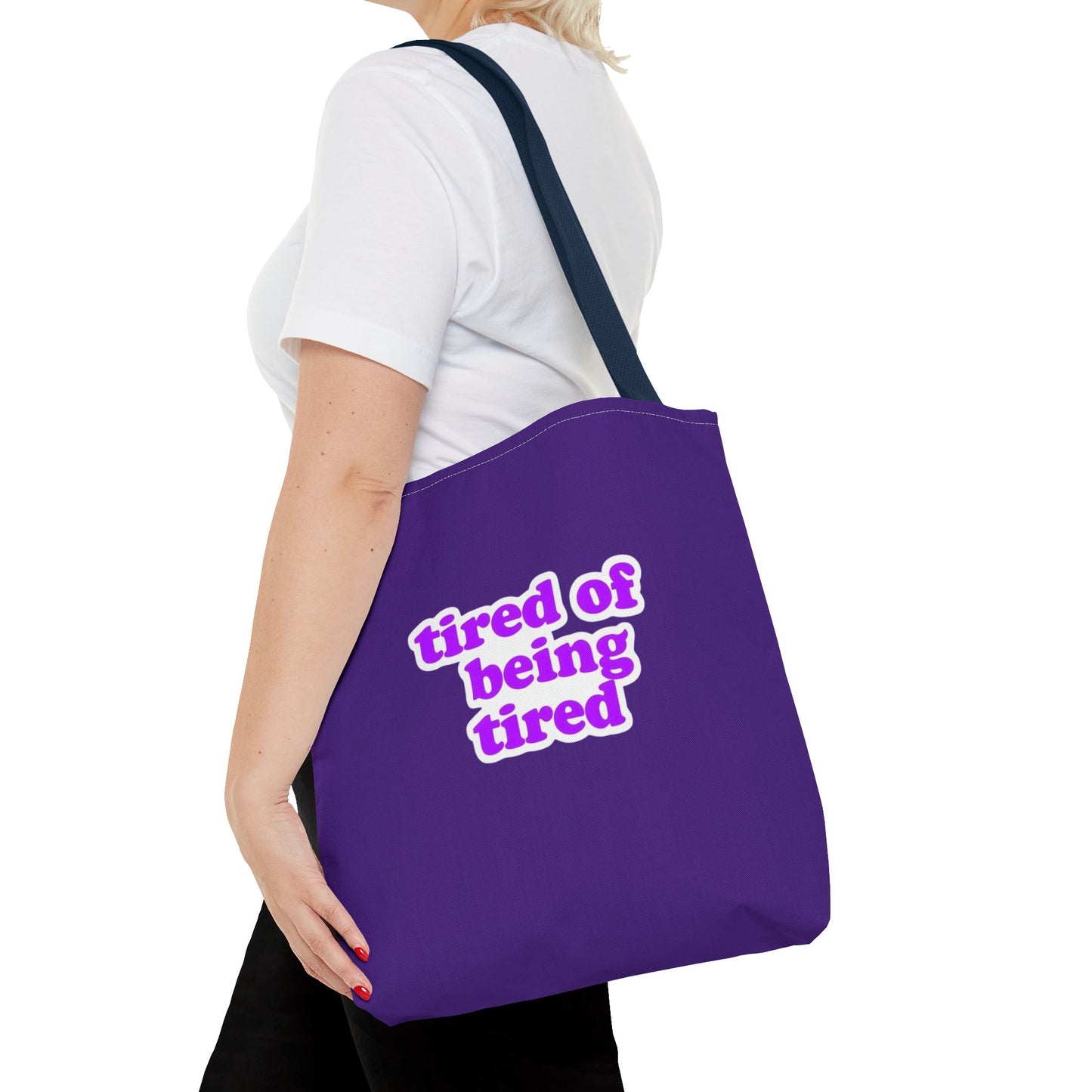 Autoimmune Disease Awareness Tote Bag - "tired of being tired" (Purple)