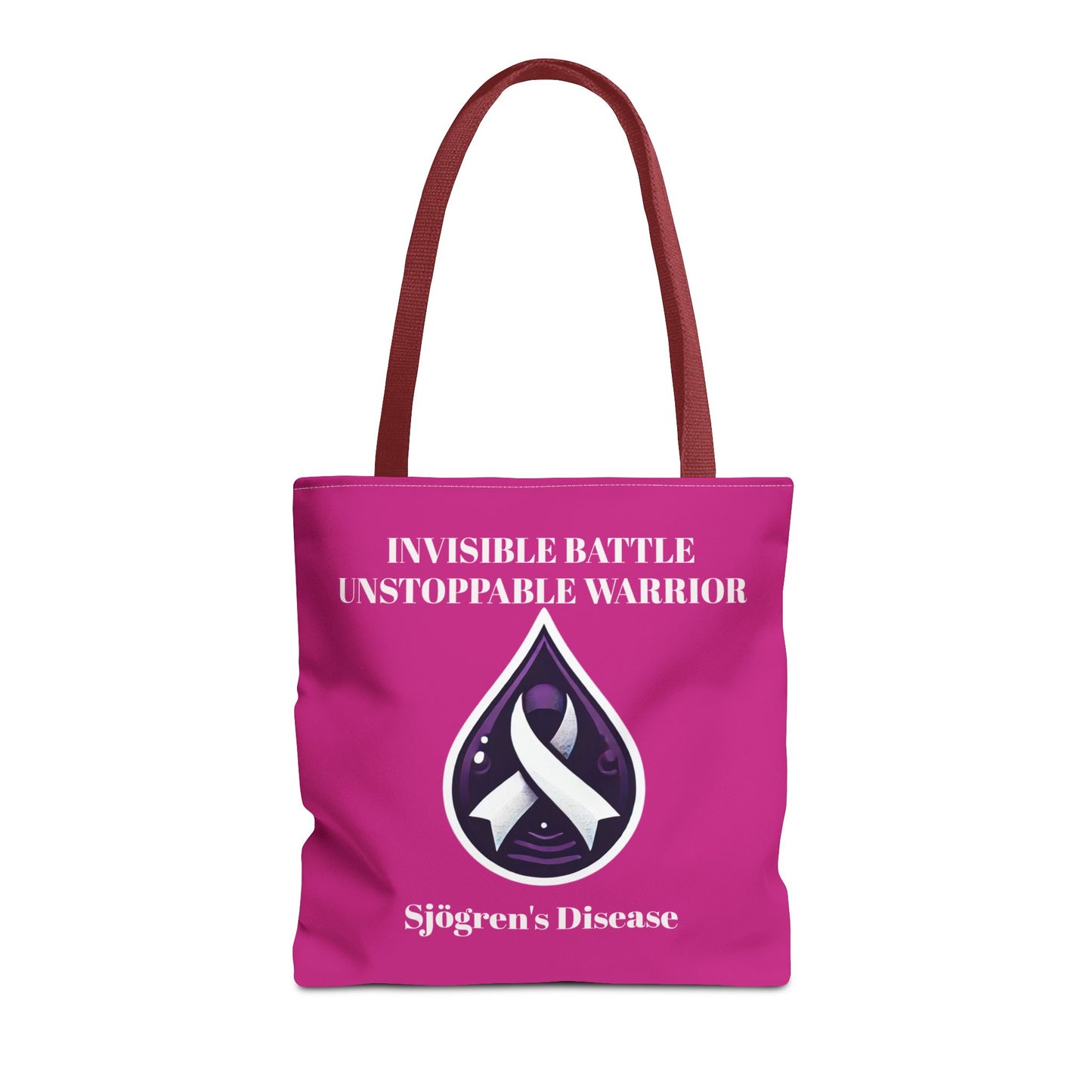 Invisible Battle Unstoppable Warrior Tote Bag - Sjögren's Disease Awareness (Dark Pink)