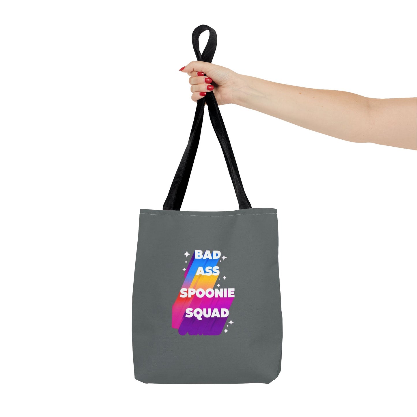 Autoimmune Disease Awareness Tote Bag - "Bad Ass Spoonie Squad" (Dark Grey)