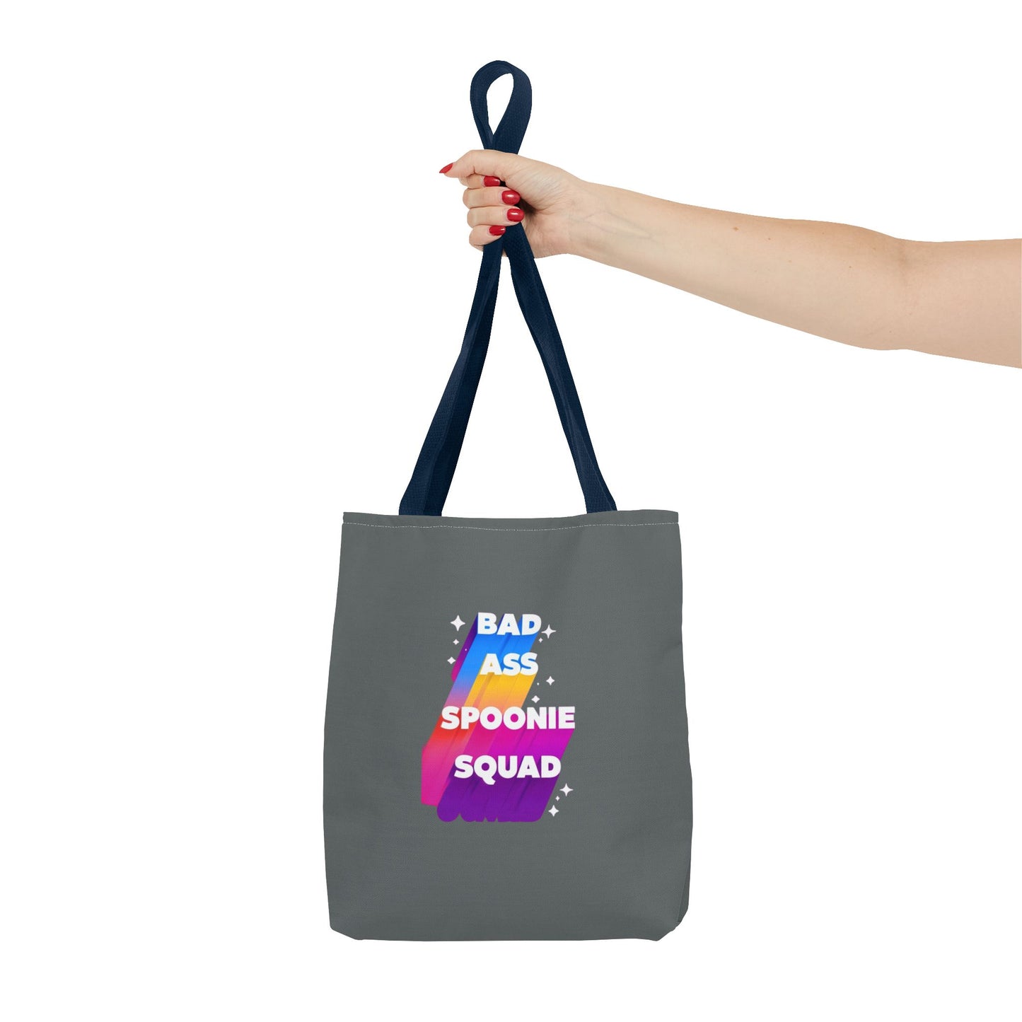 Autoimmune Disease Awareness Tote Bag - "Bad Ass Spoonie Squad" (Dark Grey)