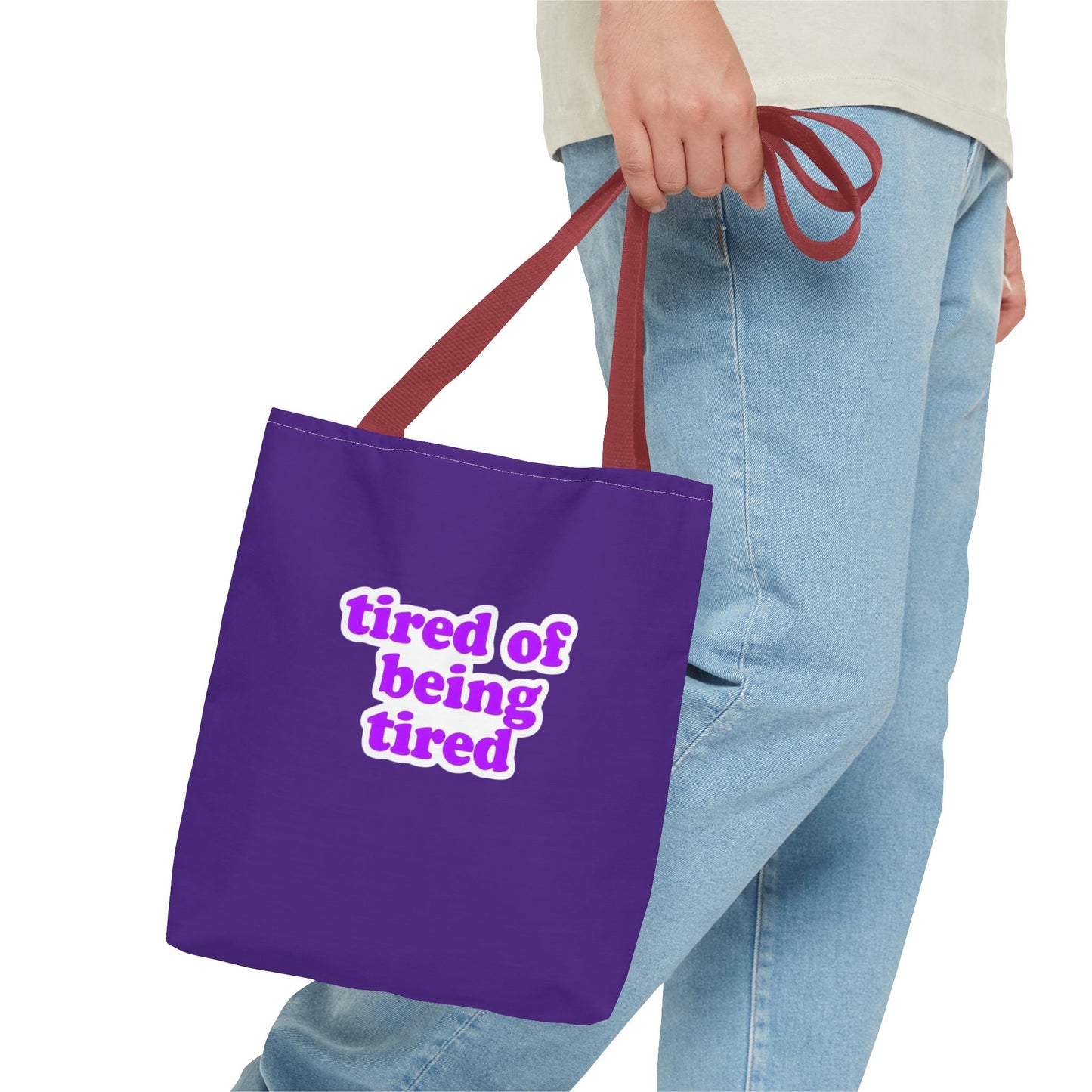 Autoimmune Disease Awareness Tote Bag - "tired of being tired" (Purple)