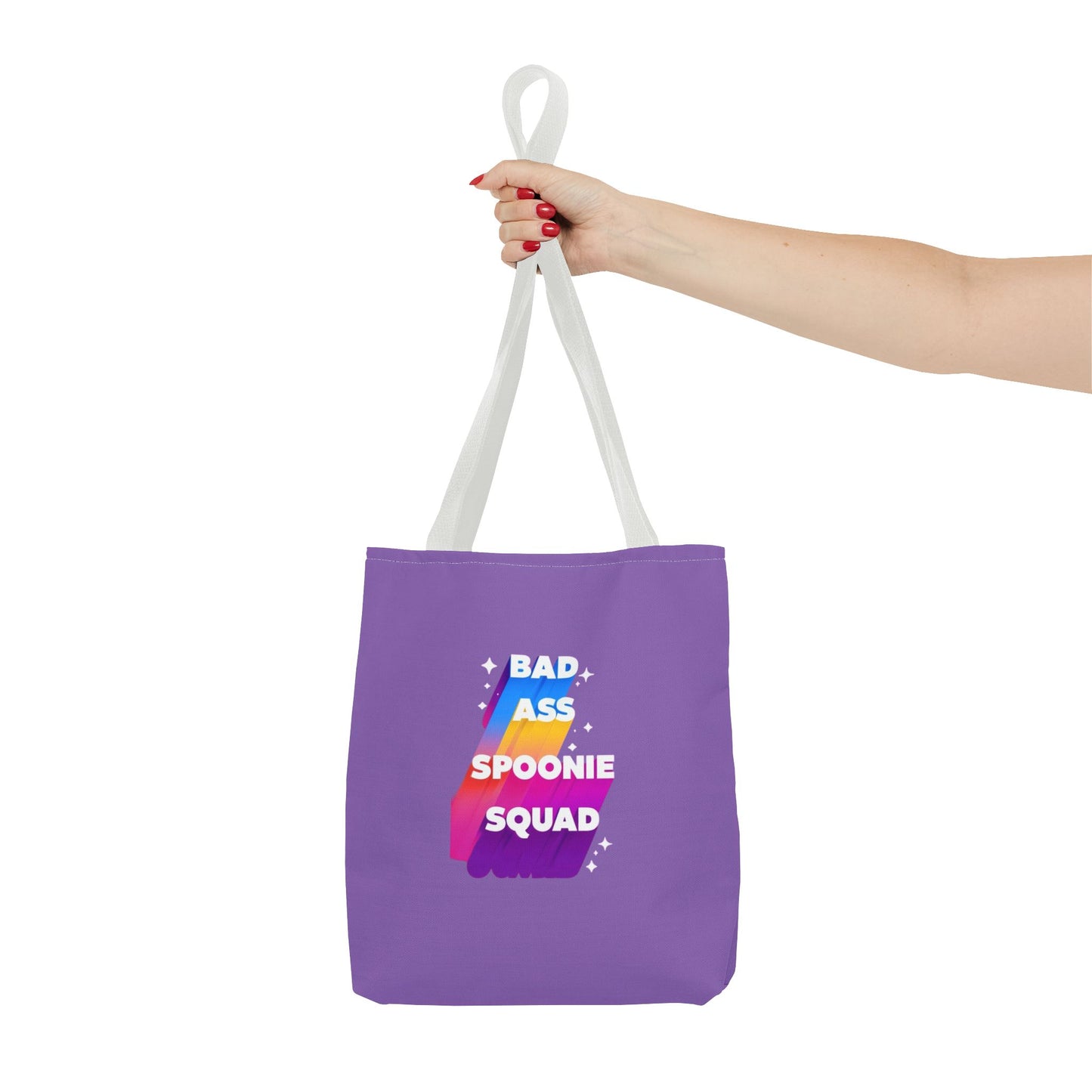 Autoimmune Disease Awareness Tote Bag - "Bad Ass Spoonie Squad" (Light Purple)