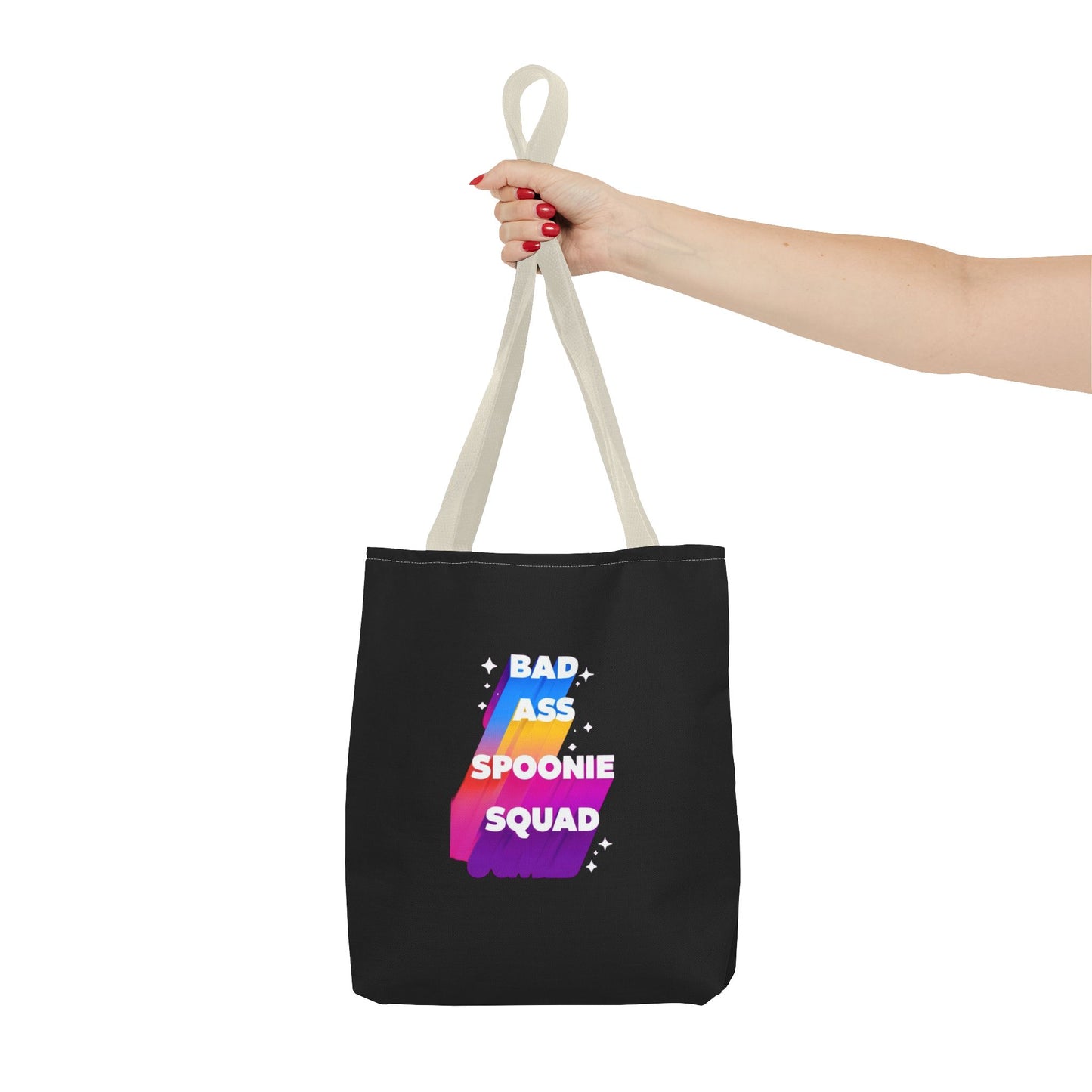 Autoimmune Disease Awareness Tote Bag - "Bad Ass Spoonie Squad" (Black)