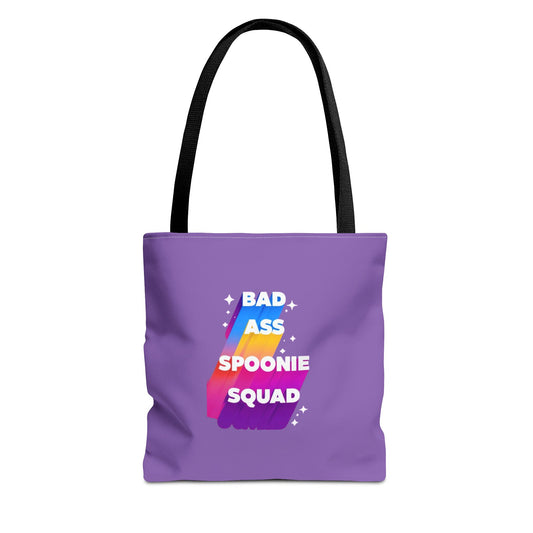 Autoimmune Disease Awareness Tote Bag - "Bad Ass Spoonie Squad" (Light Purple)