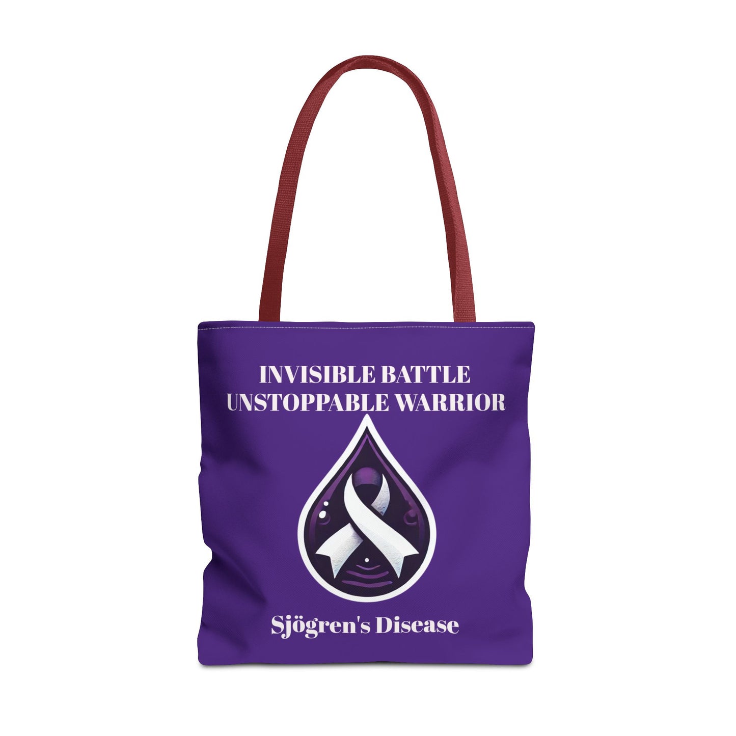 Invisible Battle Unstoppable Warrior Tote Bag - Sjögren's Disease Awareness (Dark Purple)