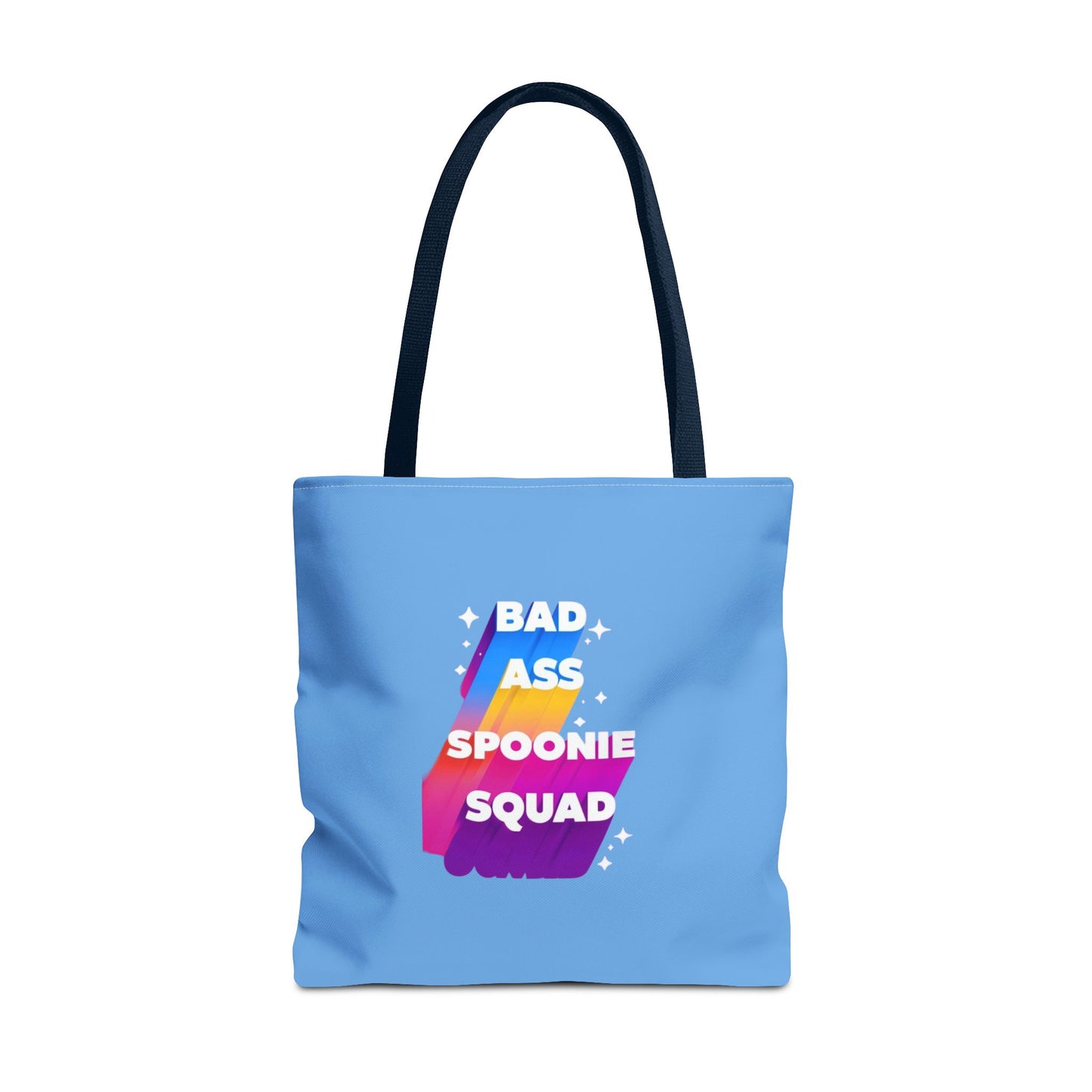 Autoimmune Disease Awareness Tote Bag - "Big Ass Spoonie Squad" (Light Blue)