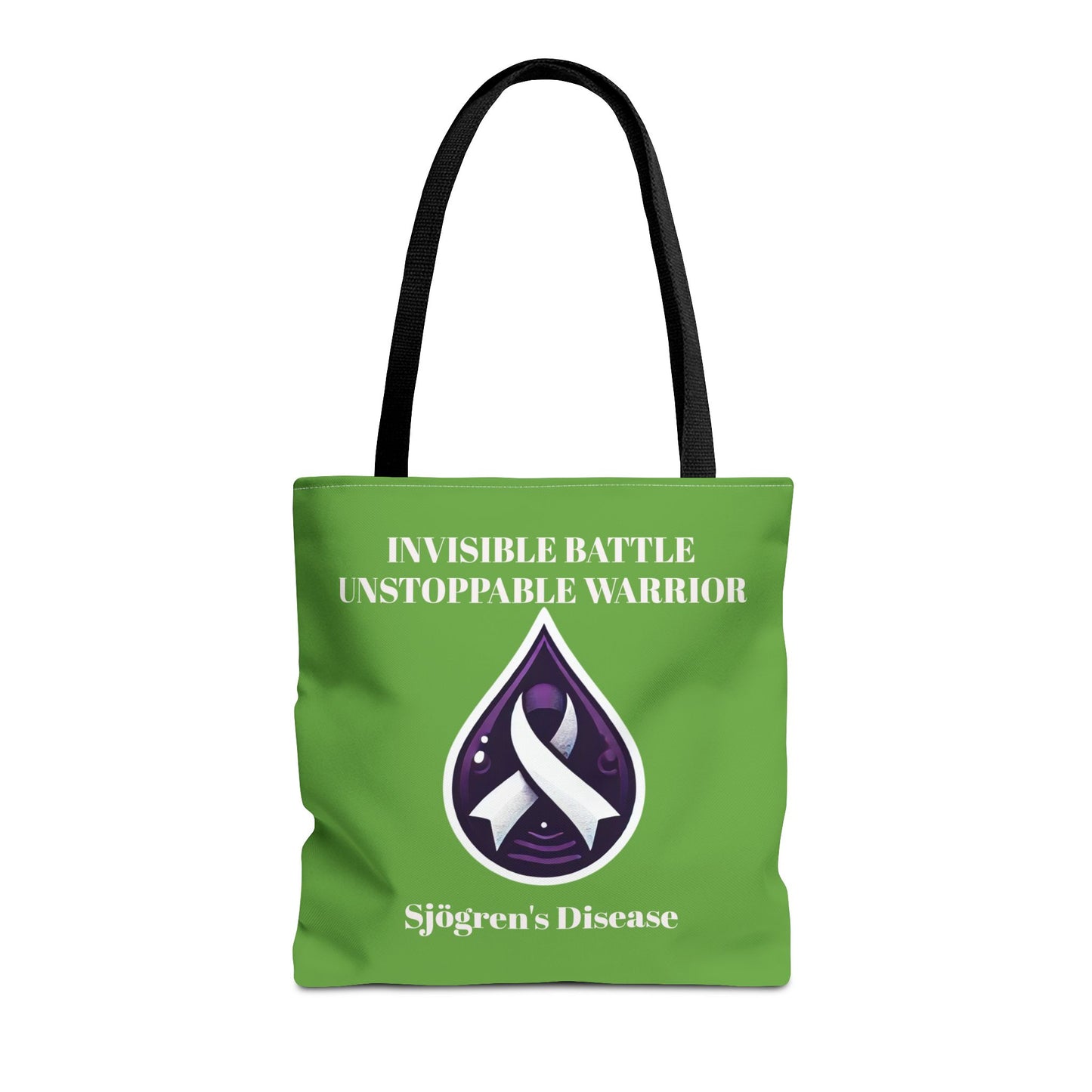 Invisible Battle Unstoppable Warrior Tote Bag - Sjögren's Disease Awareness (Green)
