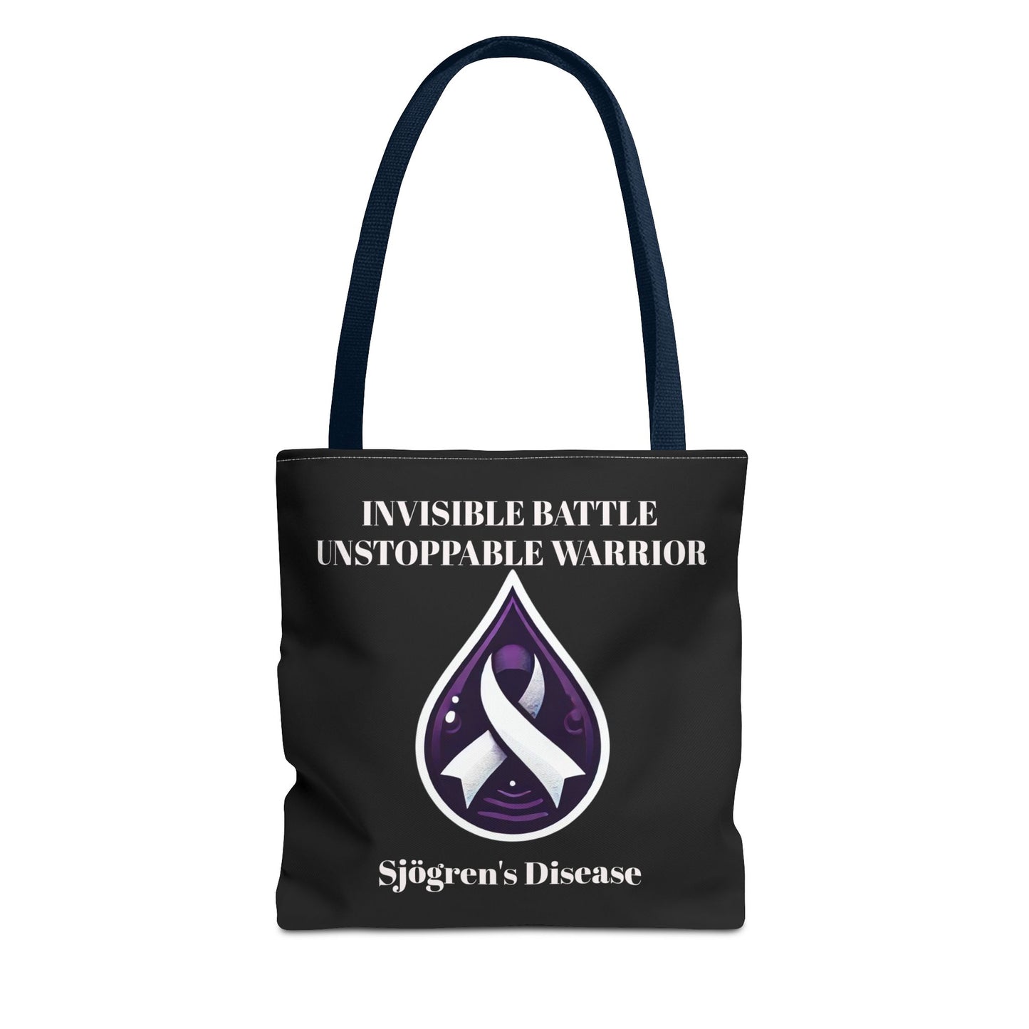 Invisible Battle Unstoppable Warrior Tote Bag - Sjögren's Disease Awareness (Black)