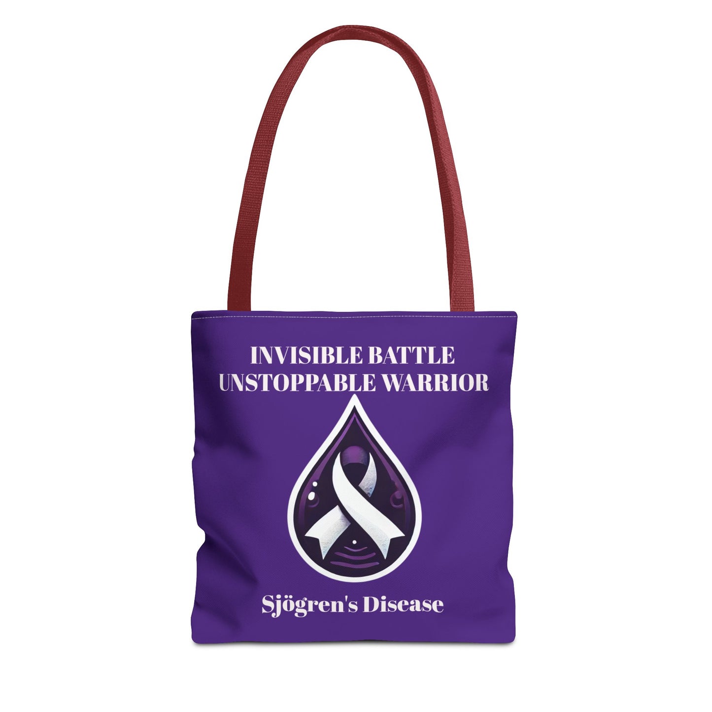 Invisible Battle Unstoppable Warrior Tote Bag - Sjögren's Disease Awareness (Dark Purple)